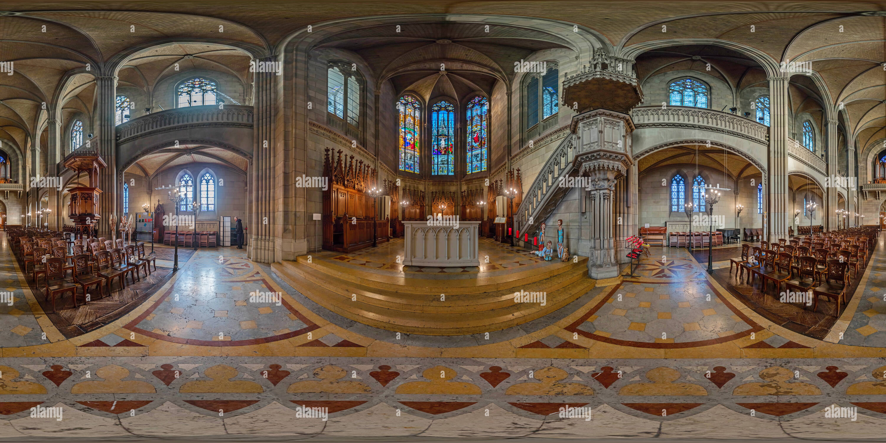 360 Grad Panorama Ansicht von Die Elisabethenkirche - Basel