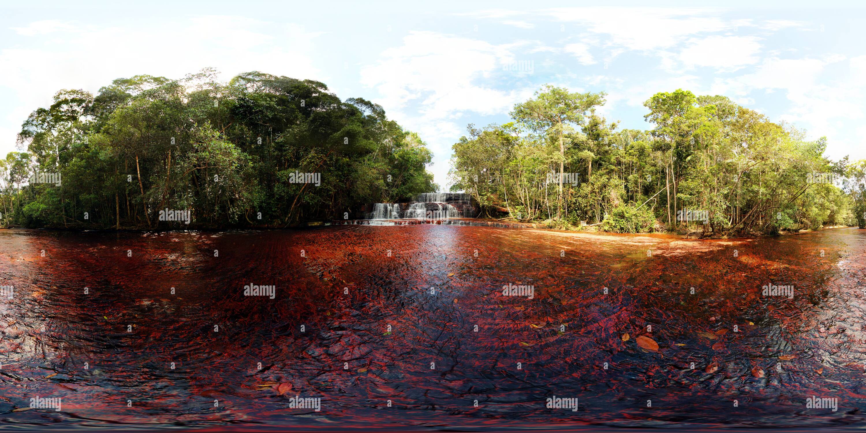 360 Grad Panorama Ansicht von Kako bedächtig (Jasper Creek), großen Savanne, Canaima National Park (Venezuela)