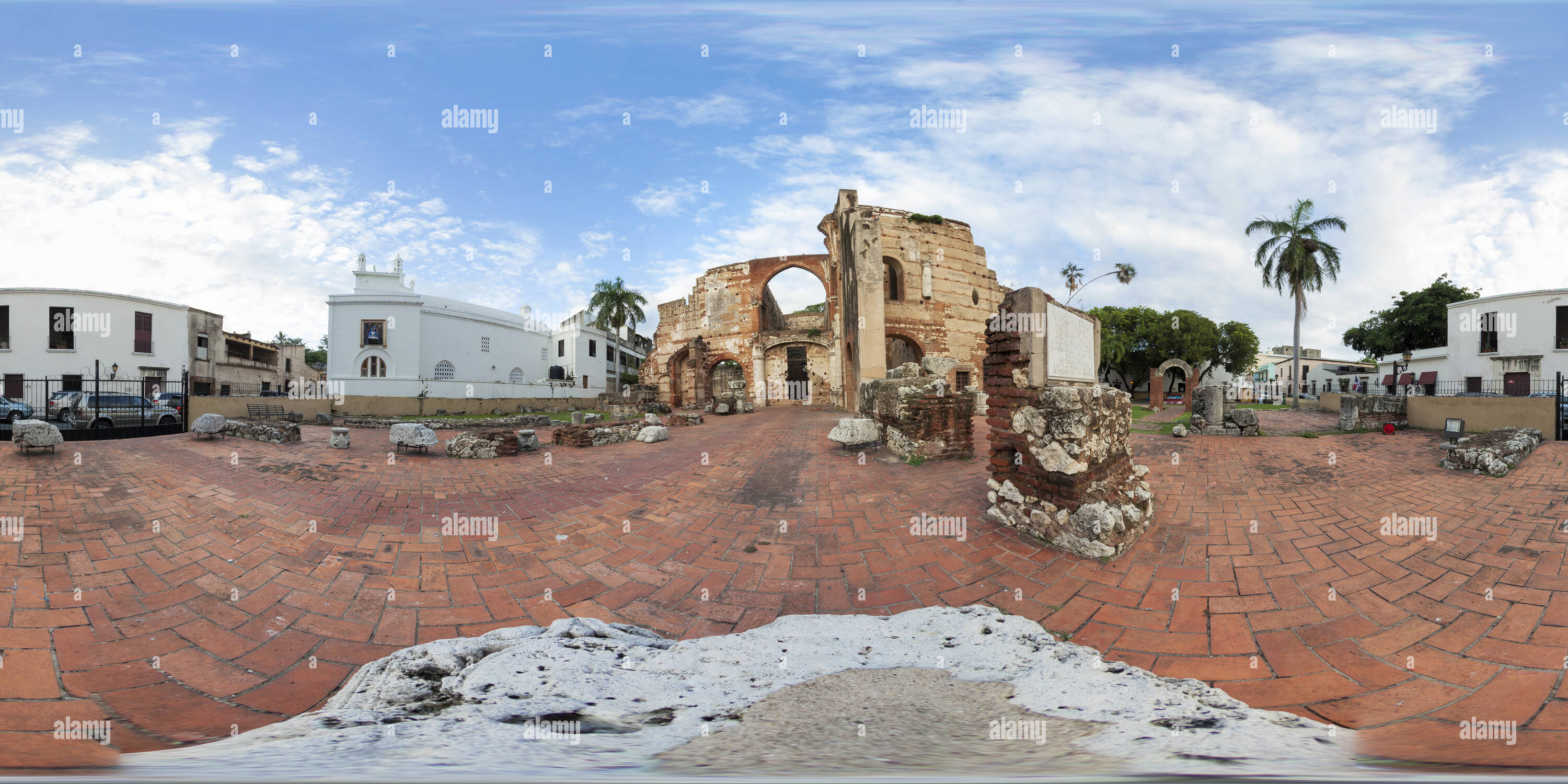 360 Grad Panorama Ansicht von San Nicolas de Bari Krankenhaus Ruinen. santo domingo Dominikanische Republik