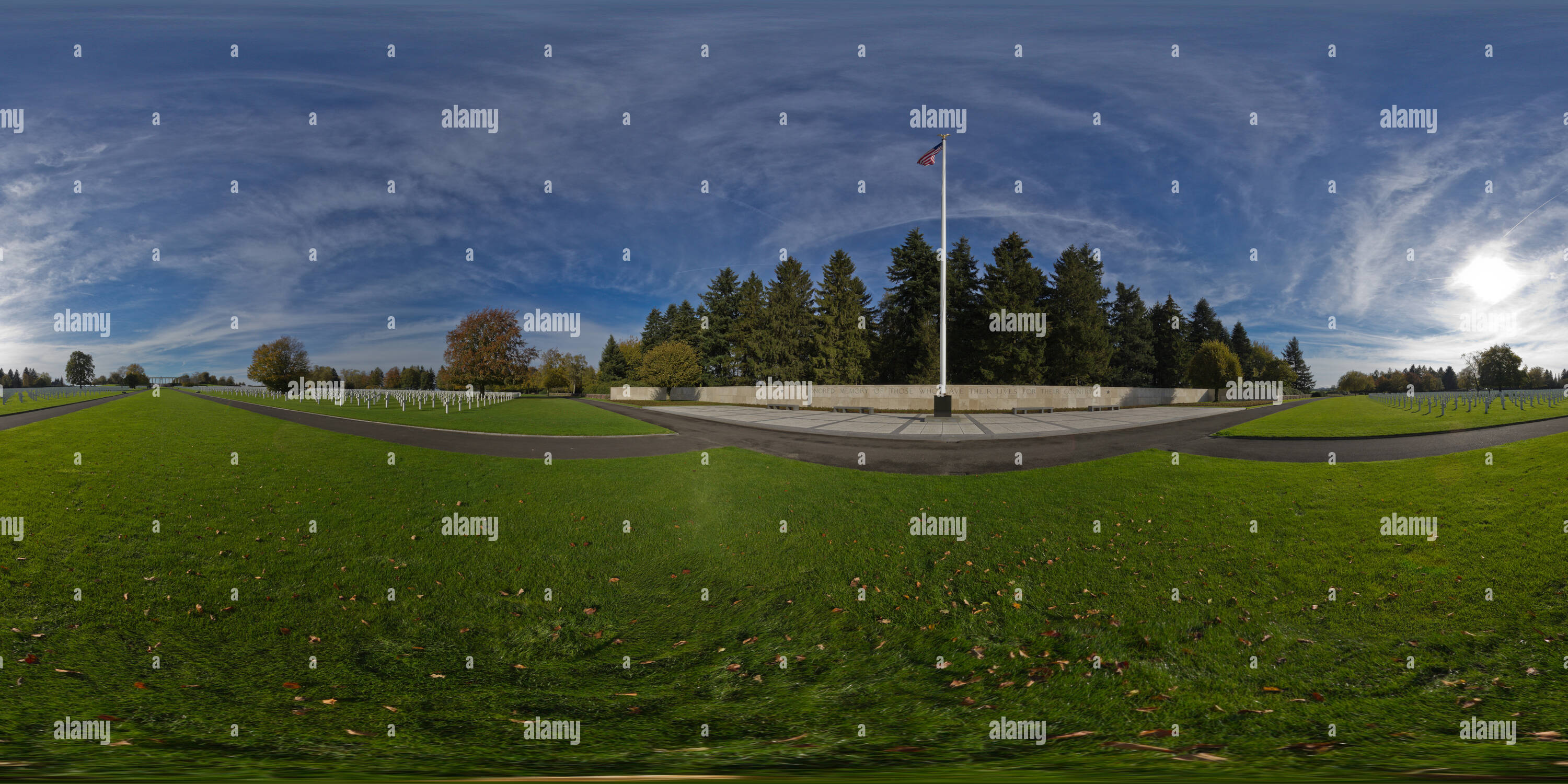 360 Grad Panorama Ansicht von Henri Chapelle amerikanischen Friedhof Denkmal 07.