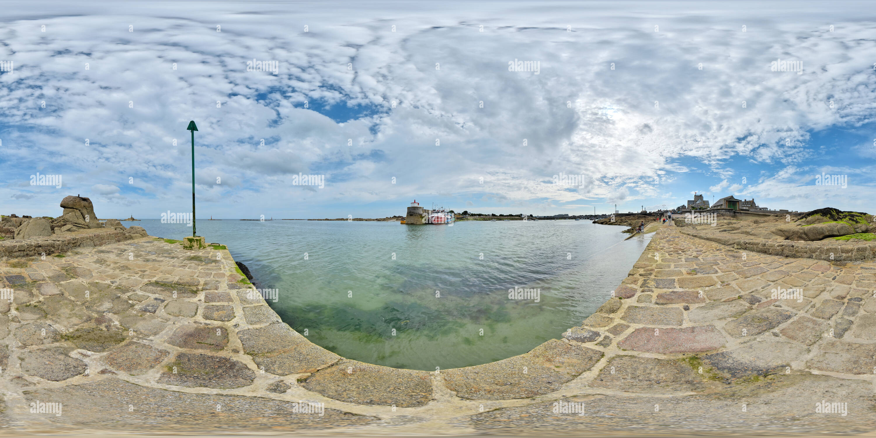 360 Grad Panorama Ansicht von Entrée du Port de Barfleur - Frankreich