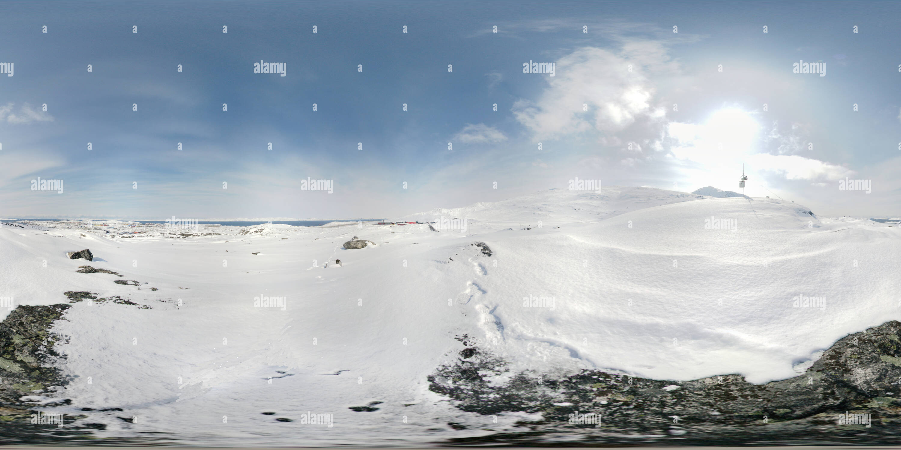 360 Grad Panorama Ansicht von Nuuk Flughafen von Südosten