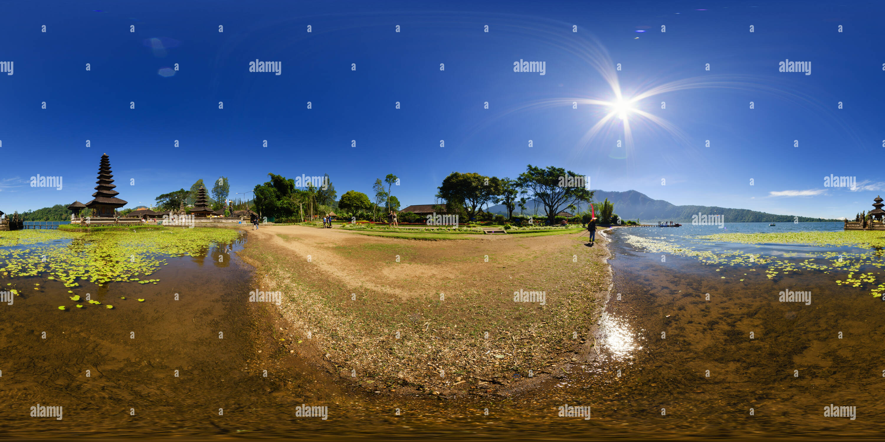 360 Grad Panorama Ansicht von Pura Ulun Danu Bratan See