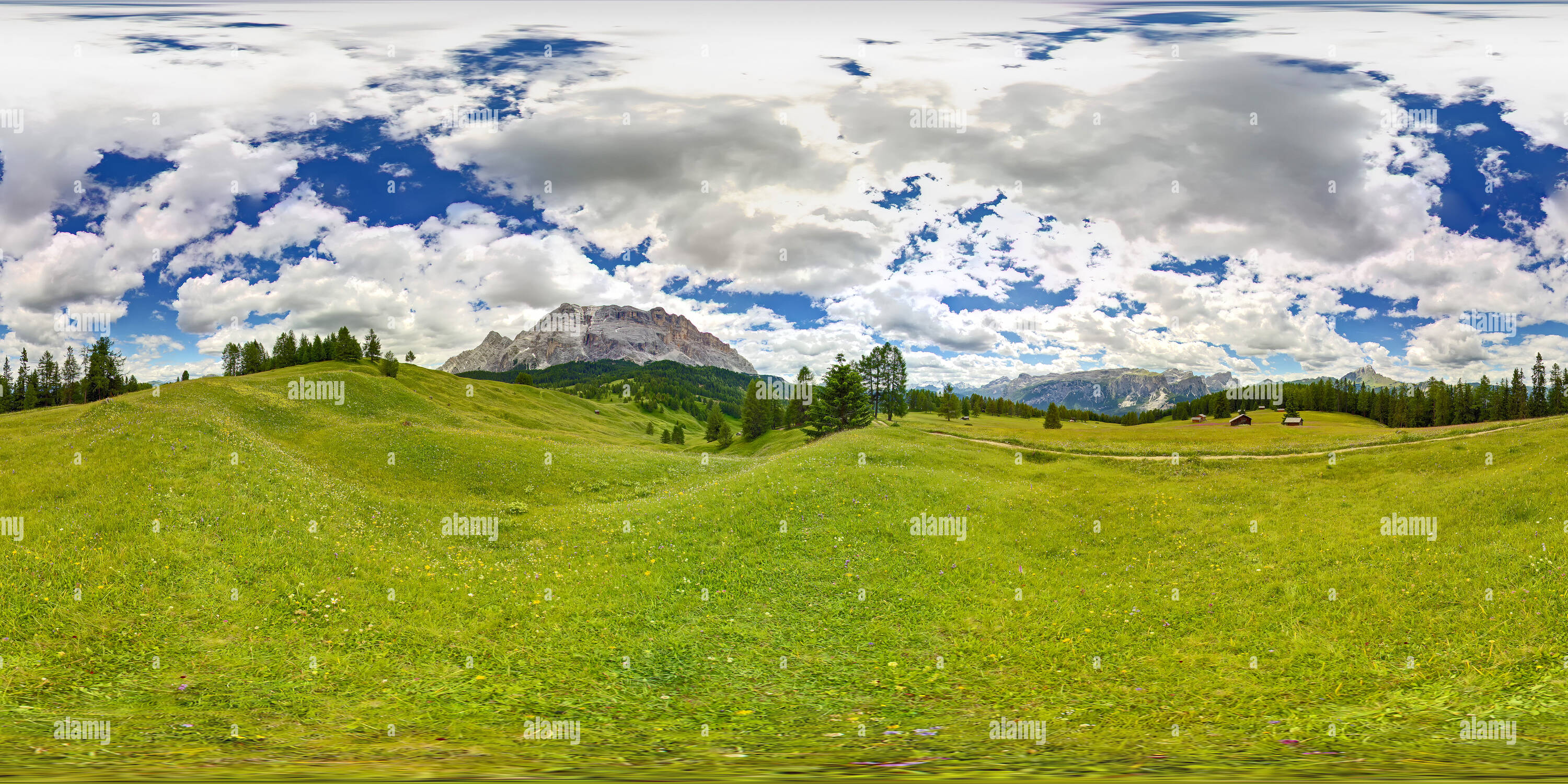 360 Grad Panorama Ansicht von Val Badia - Prati dell'Armentara