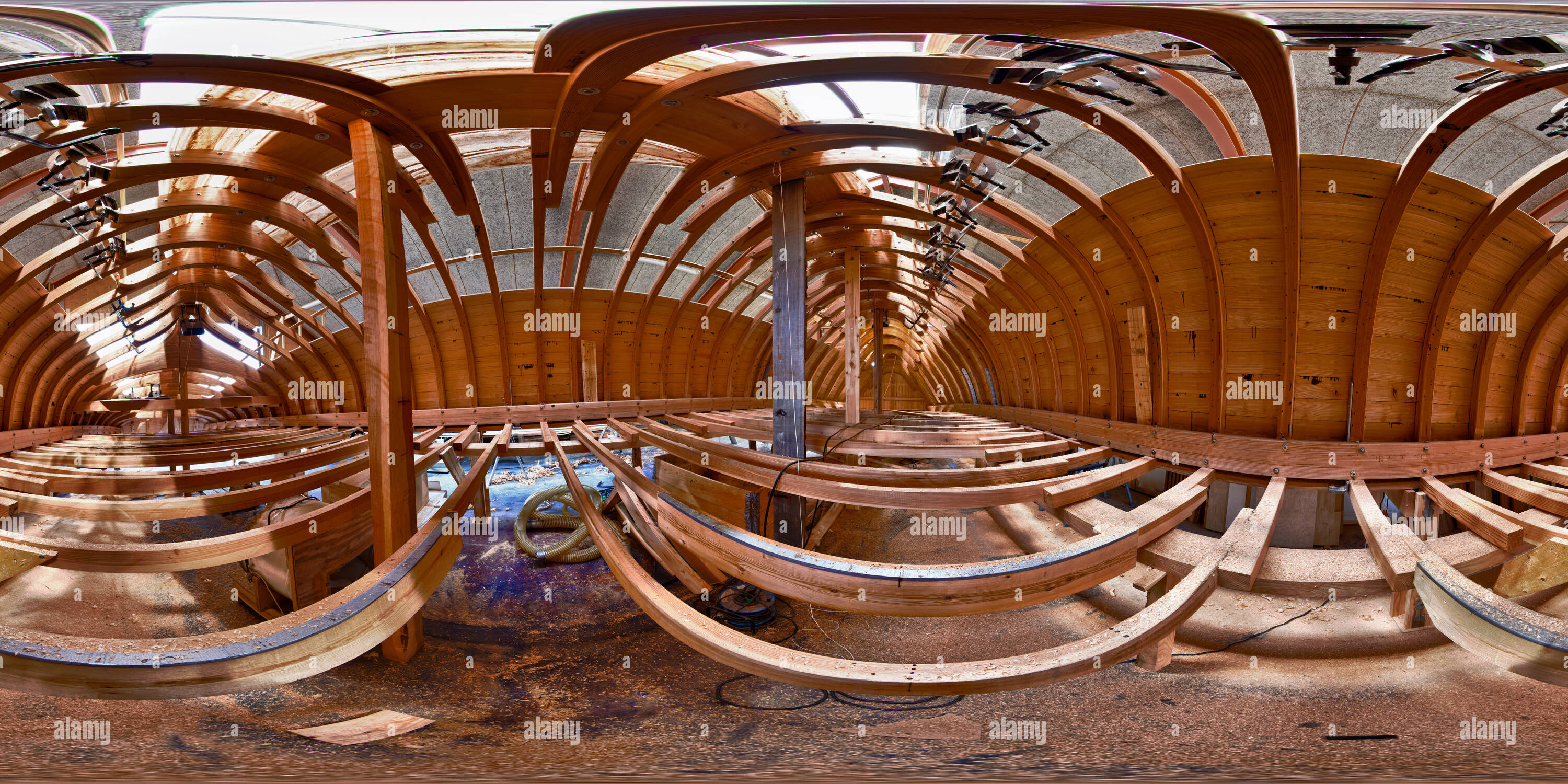 360 Grad Panorama Ansicht von Traditionelle Gaff schooner in Build