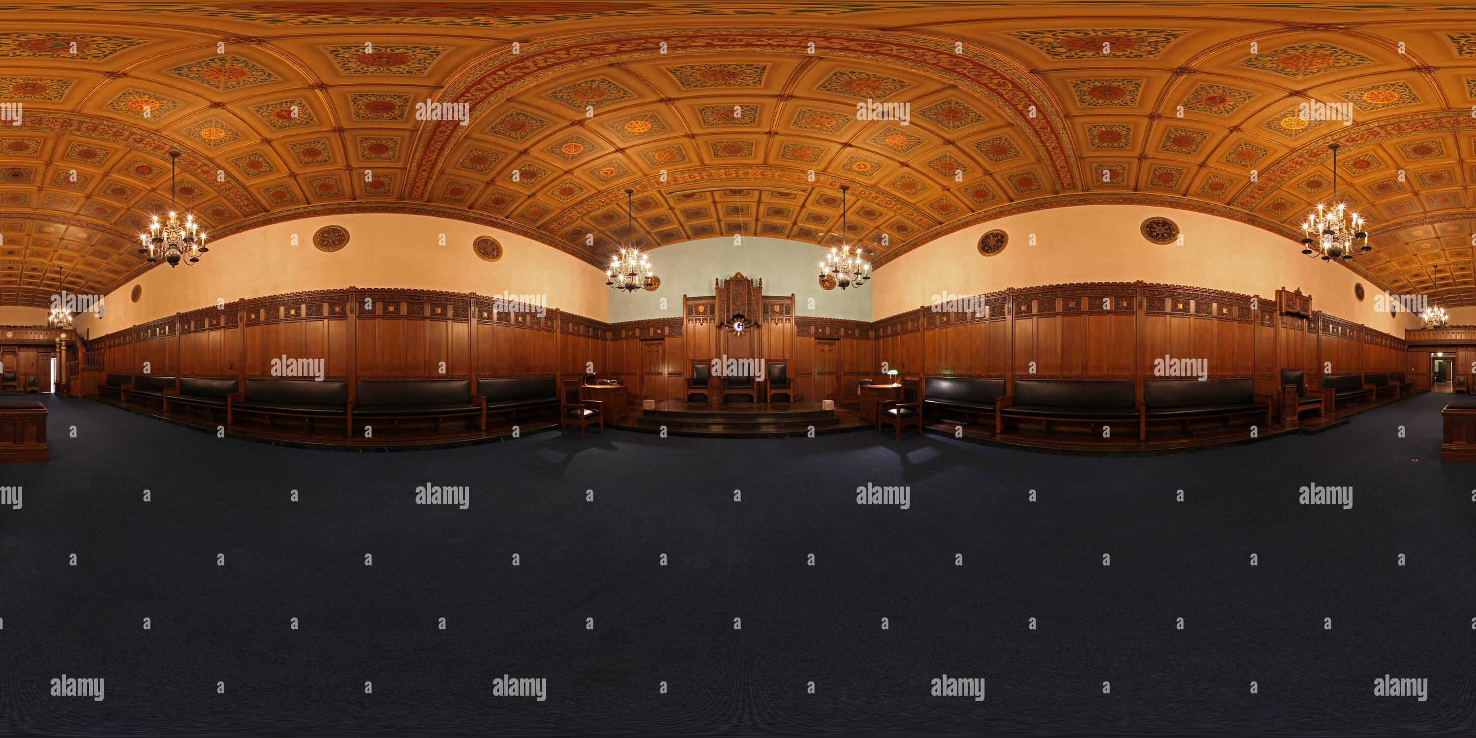 360 °-Ansicht auf Masonic Temple, Tudor Zimmer - Alamy