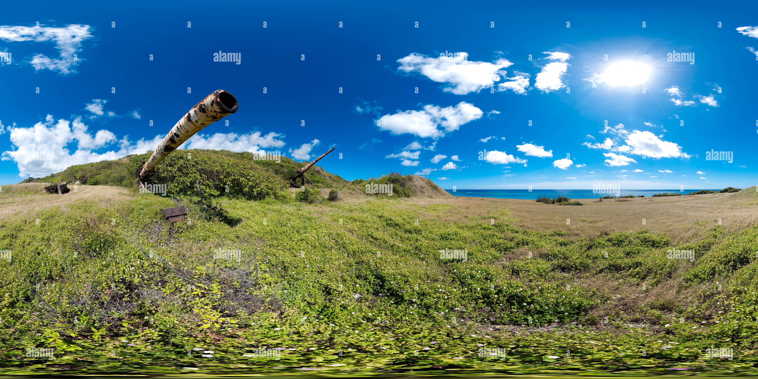 360 Grad Panorama Ansicht von Harfe Waffe am Ende des Zylinders