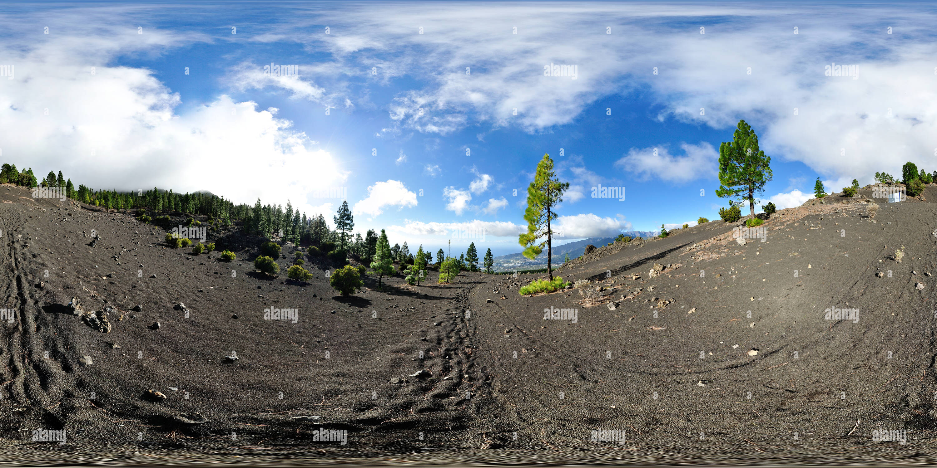 360 Grad Panorama Ansicht von Llano del Jable Lavafeld, La Palma