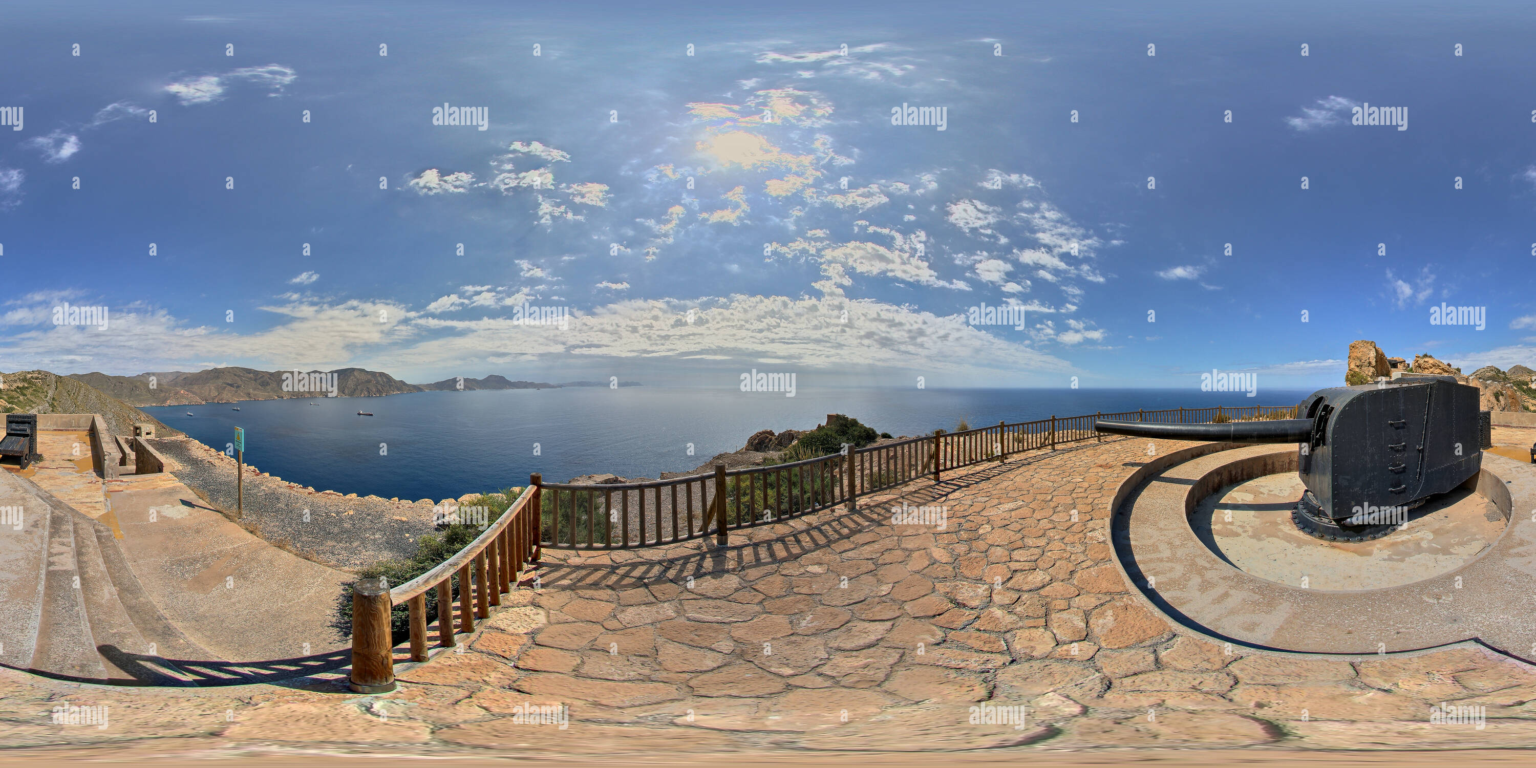 360 Grad Panorama Ansicht von Batería de Castillitos de Cabo Tiñoso