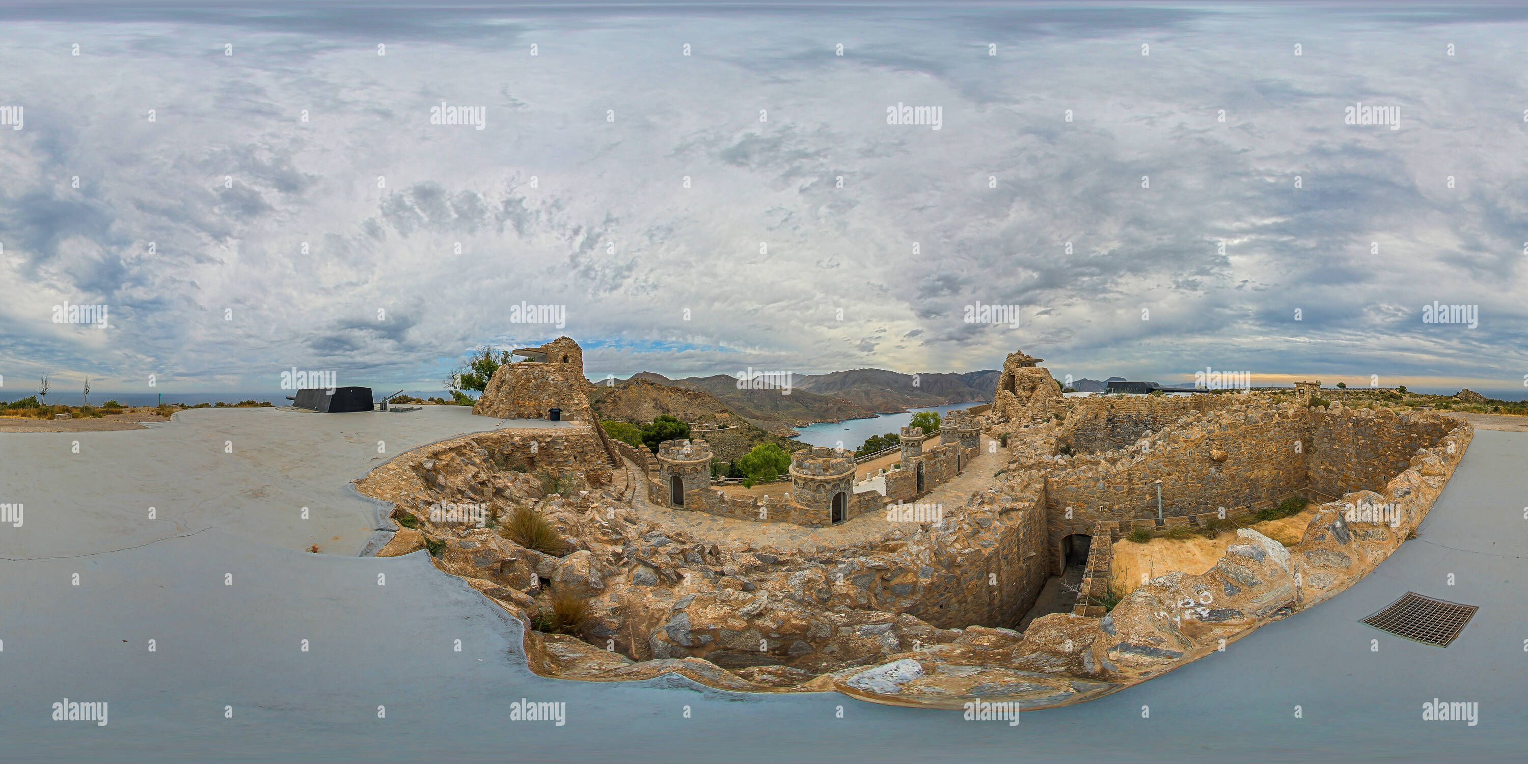 360 Grad Panorama Ansicht von Batería de Castillitos de Cabo Tiñoso