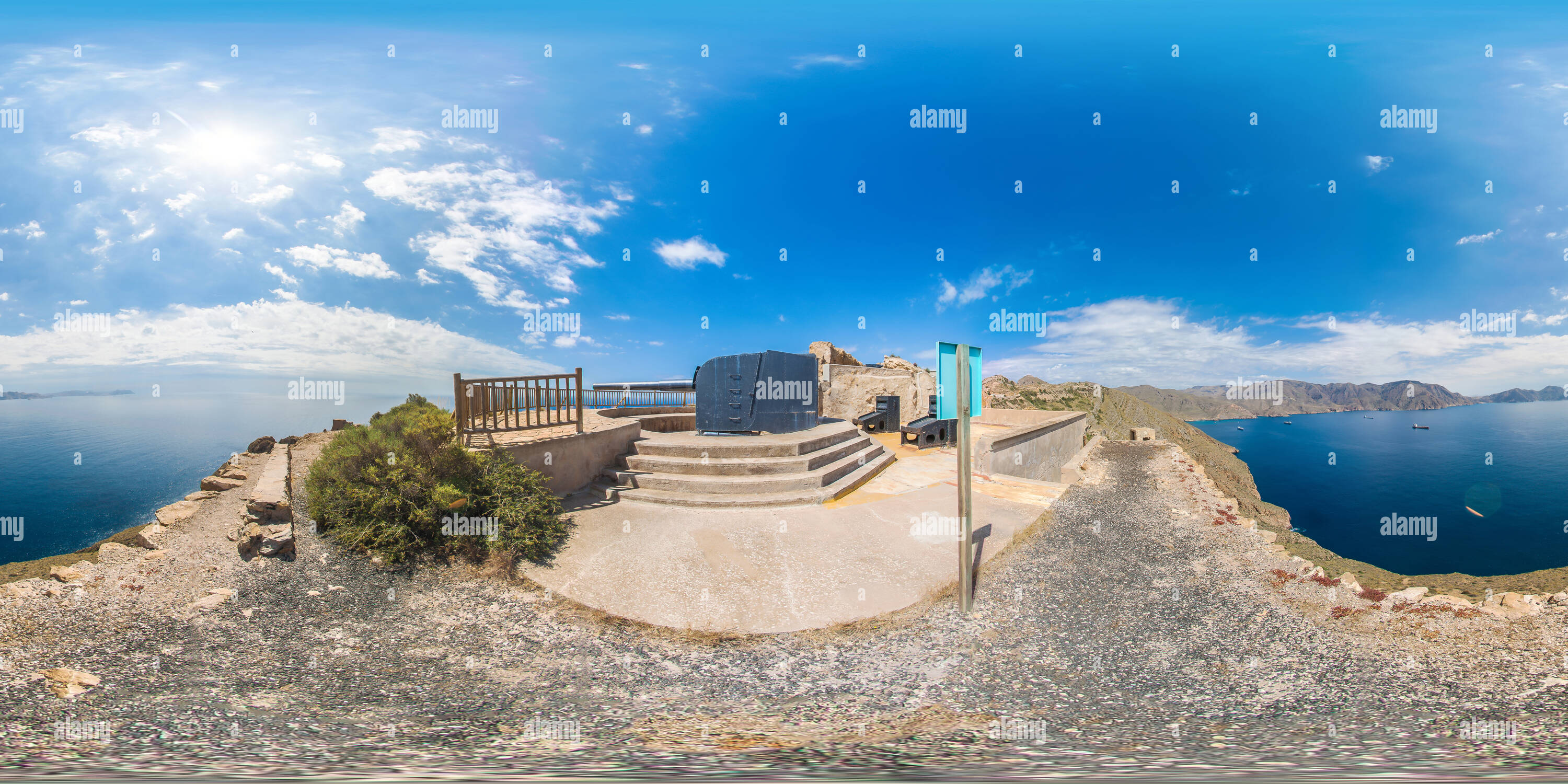 360 Grad Panorama Ansicht von Batería de Castillitos de Cabo Tiñoso