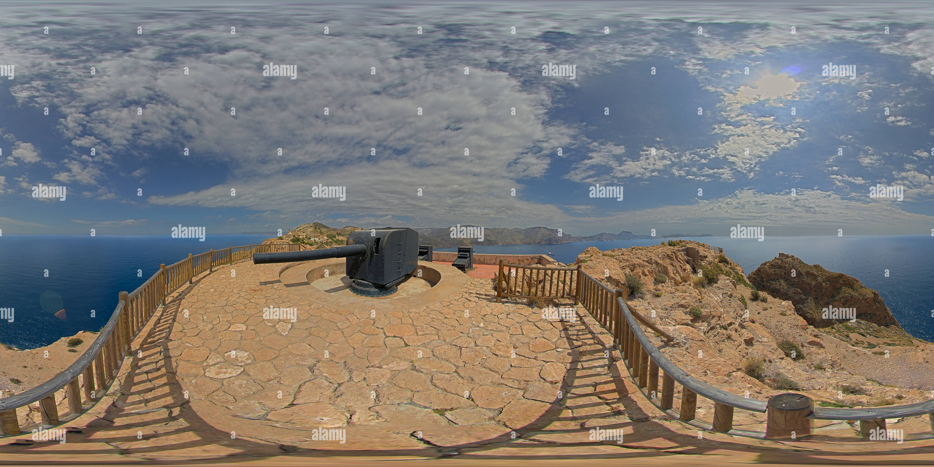 360 Grad Panorama Ansicht von Batería de Castillitos de Cabo Tiñoso