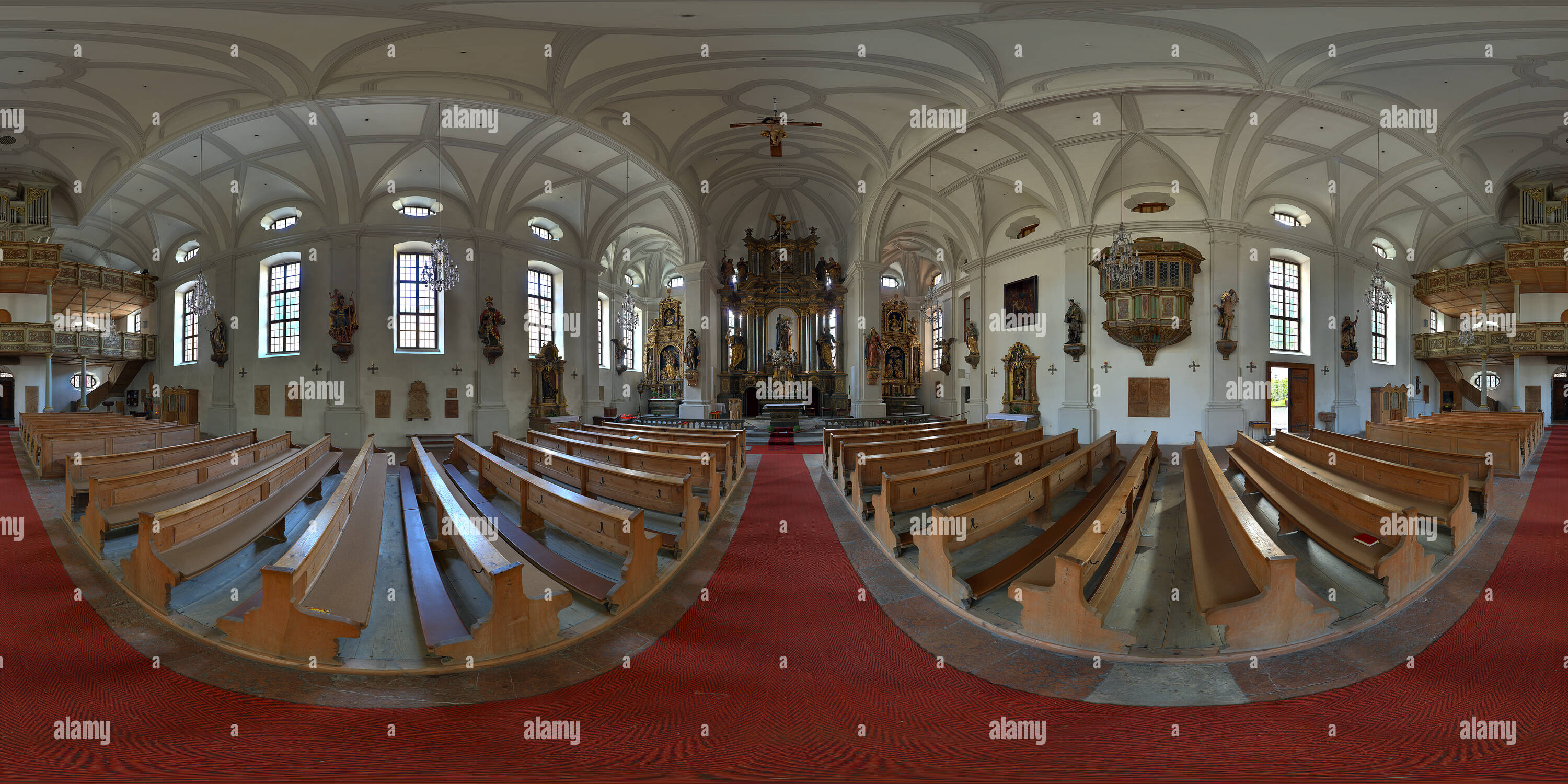 360 Grad Panorama Ansicht von - Berchtesgaden - Pfarrkirche St. Andreas/Kirchensaal