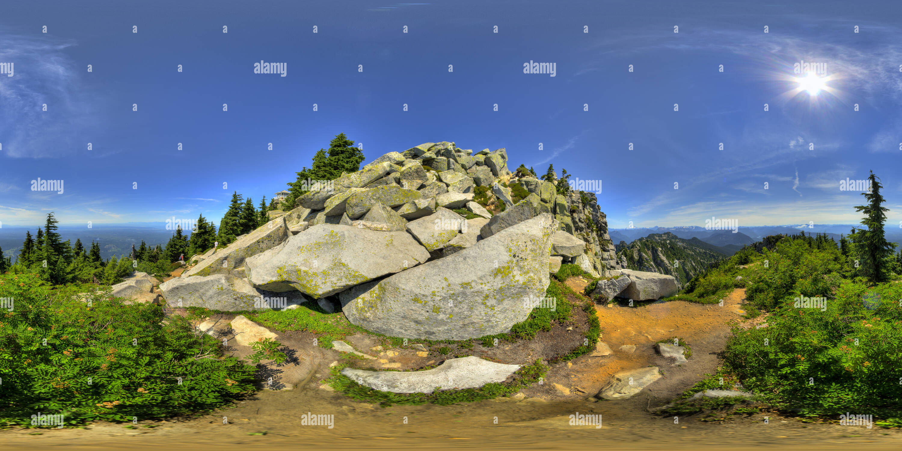 360 Grad Panorama Ansicht von Mount Pilchuck Lookout, Skyline, Cascades, WA State