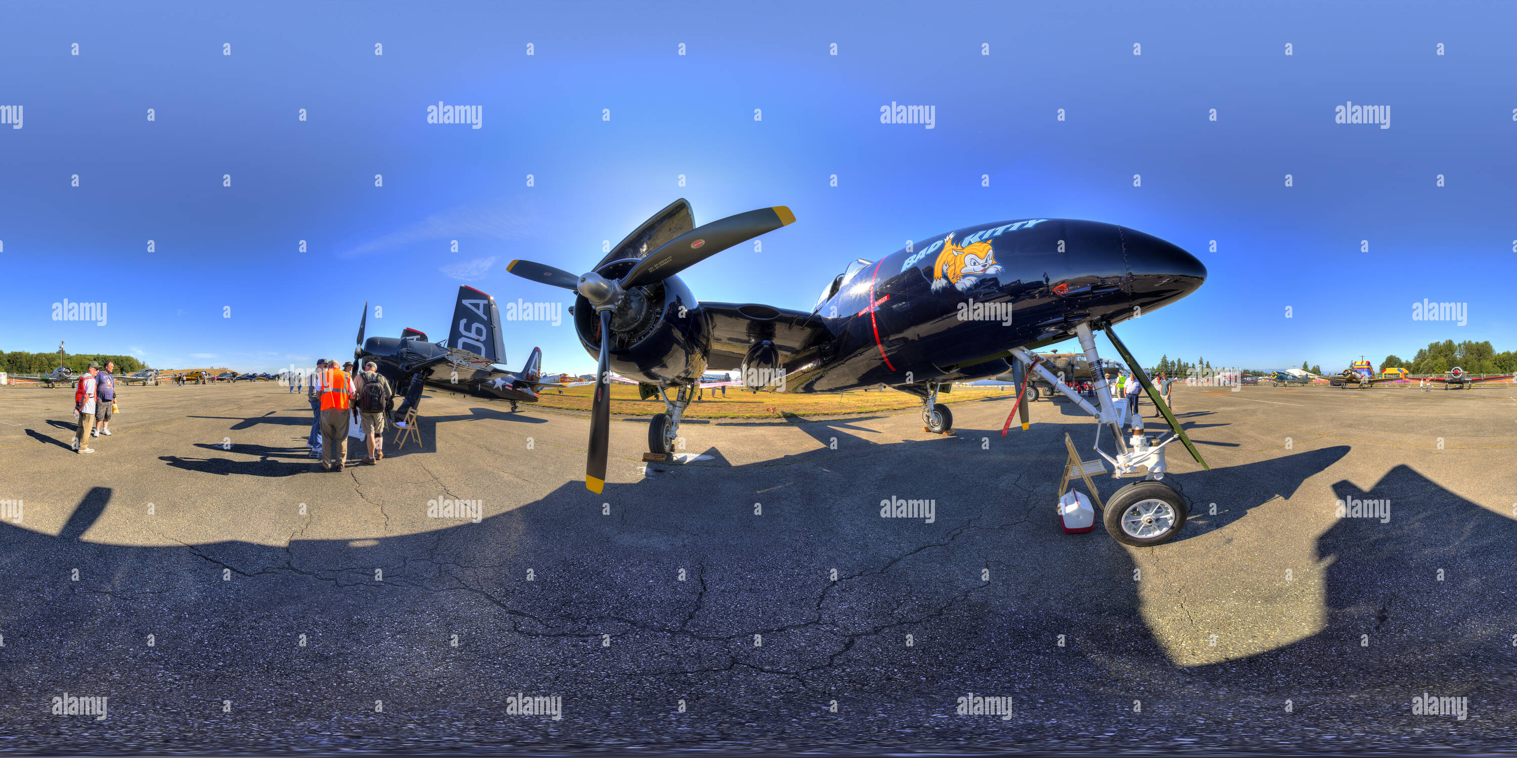 360 Grad Panorama Ansicht von "Bad Kitty' F7F-3 Tigercat, Vintage Aircraft Wochenende, Paine Field, WA