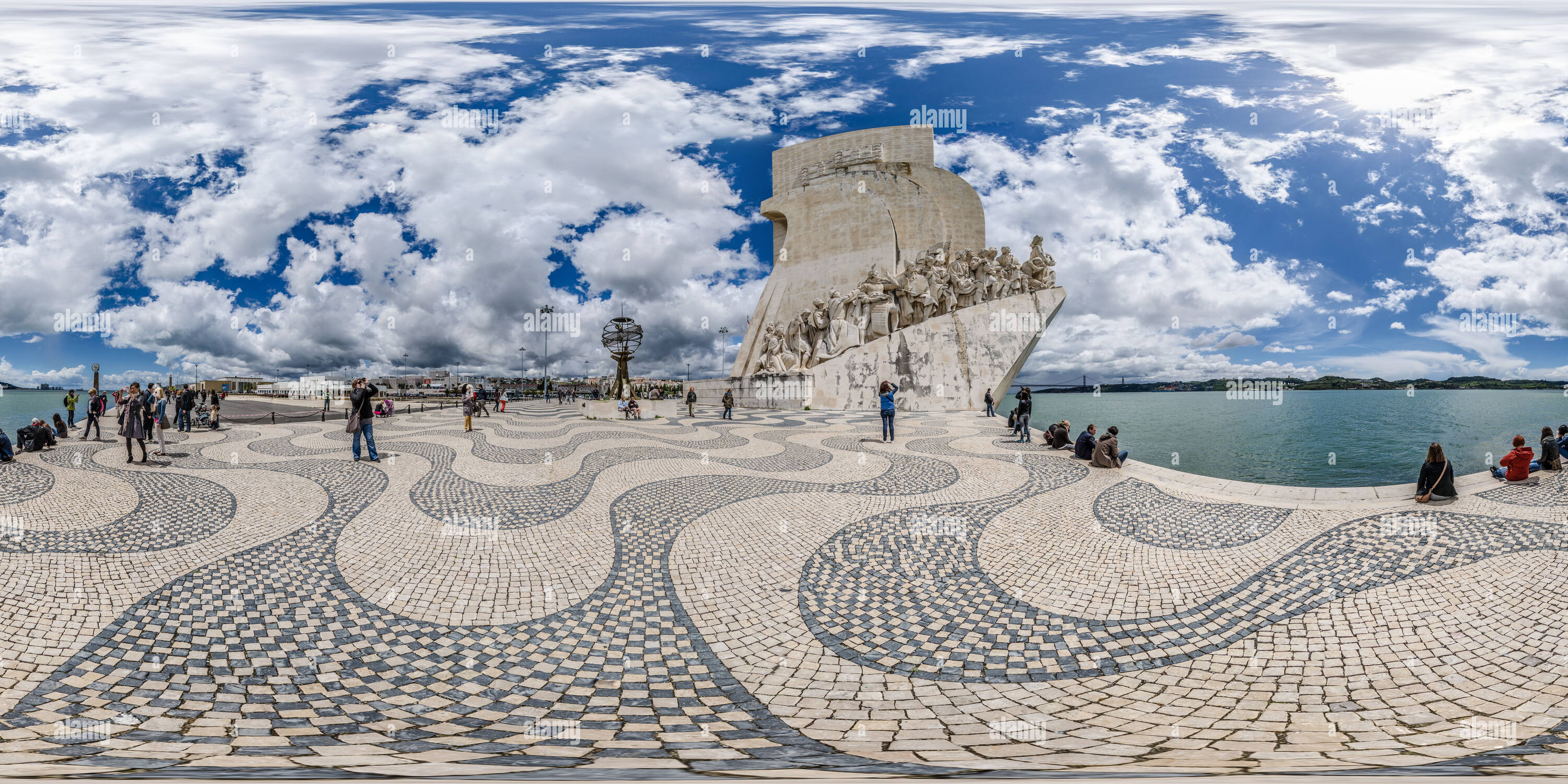 360 Grad Panorama Ansicht von Denkmal der Entdeckungen, Lissabon