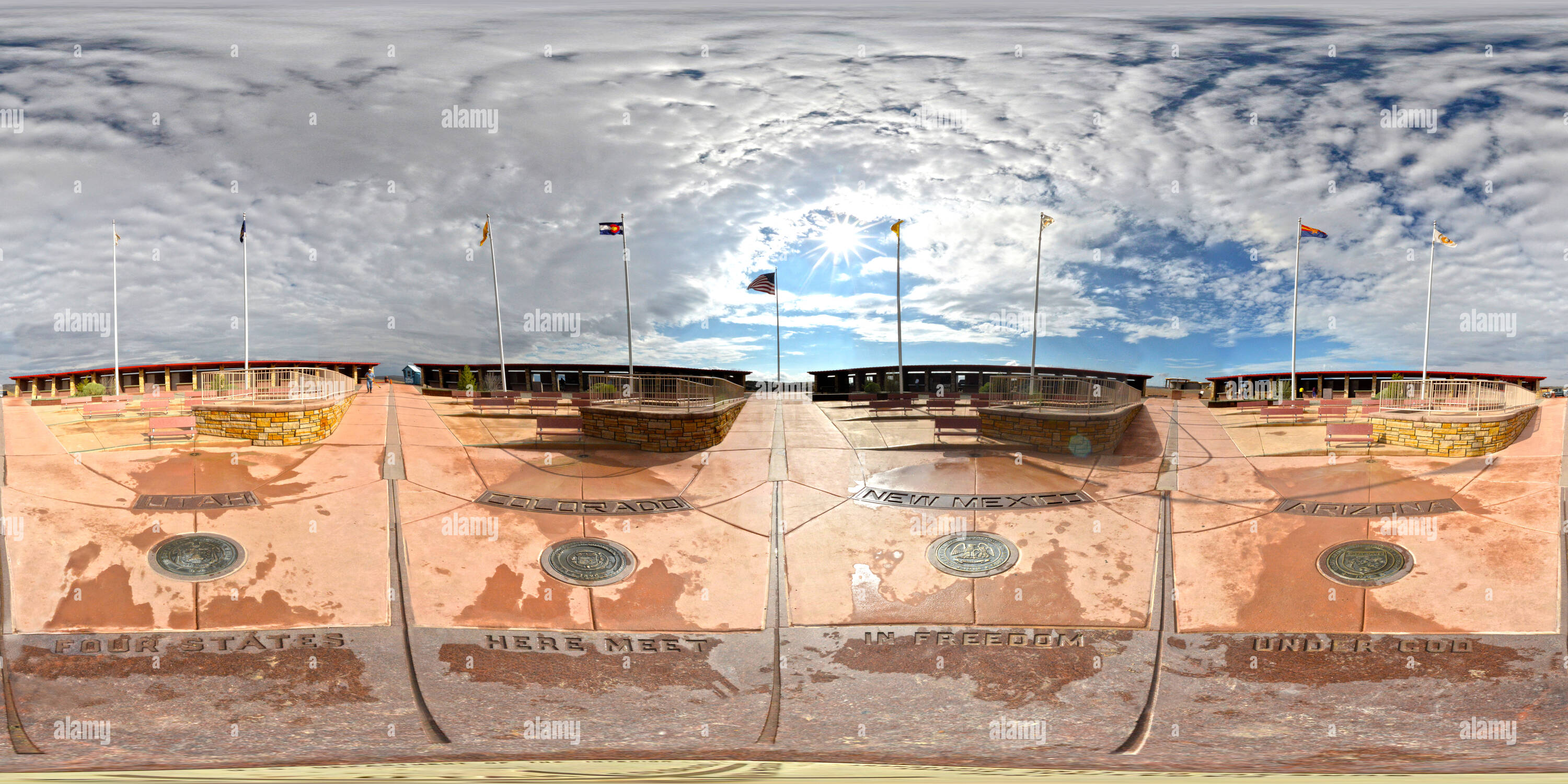 360 Grad Panorama Ansicht von Four Corners Monument UT CO NM AZ