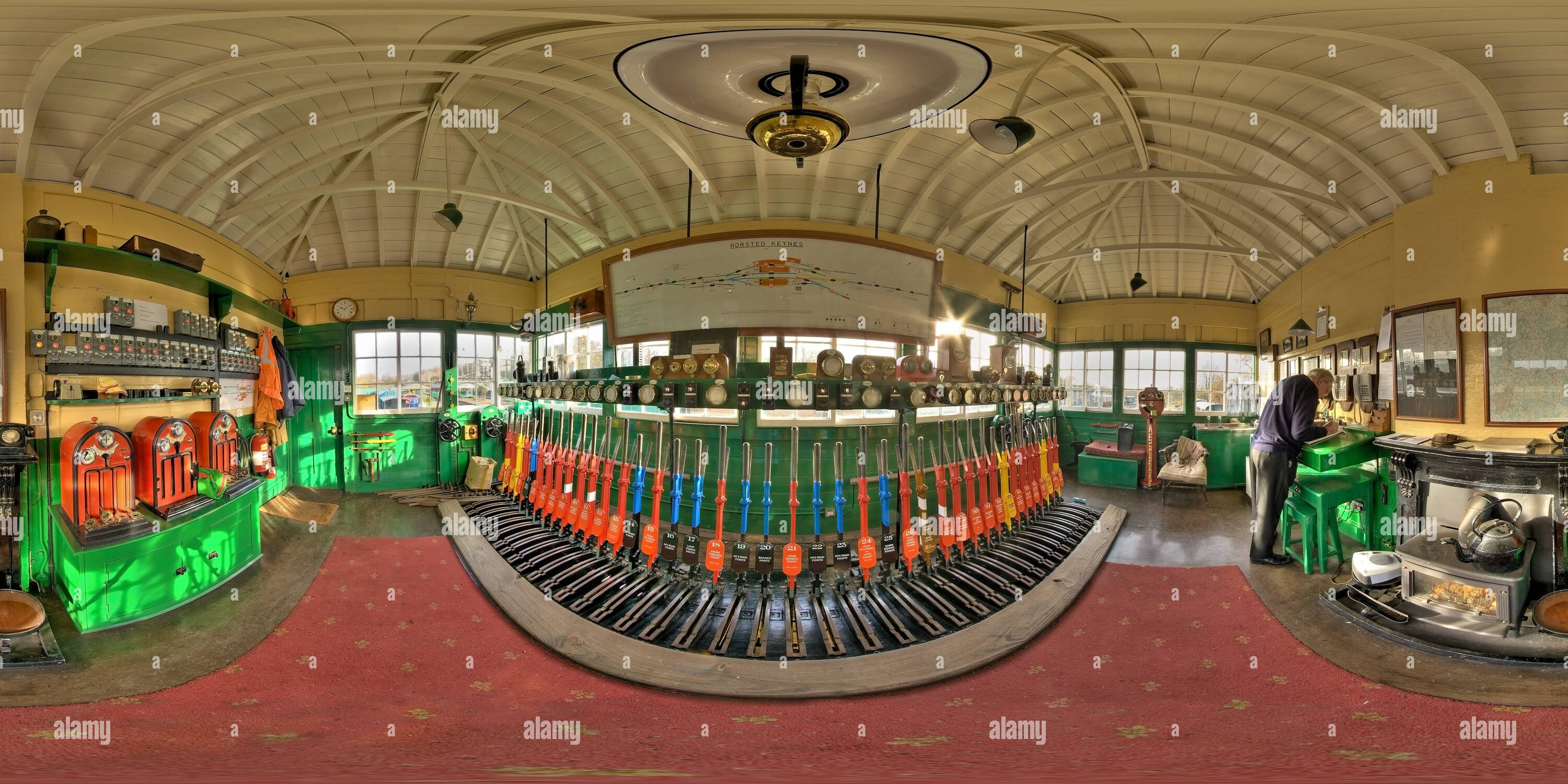 360 Grad Panorama Ansicht von Horsted Keynes, um das Fenster "Signal" an der Bluebell Railway, Nov. 2007