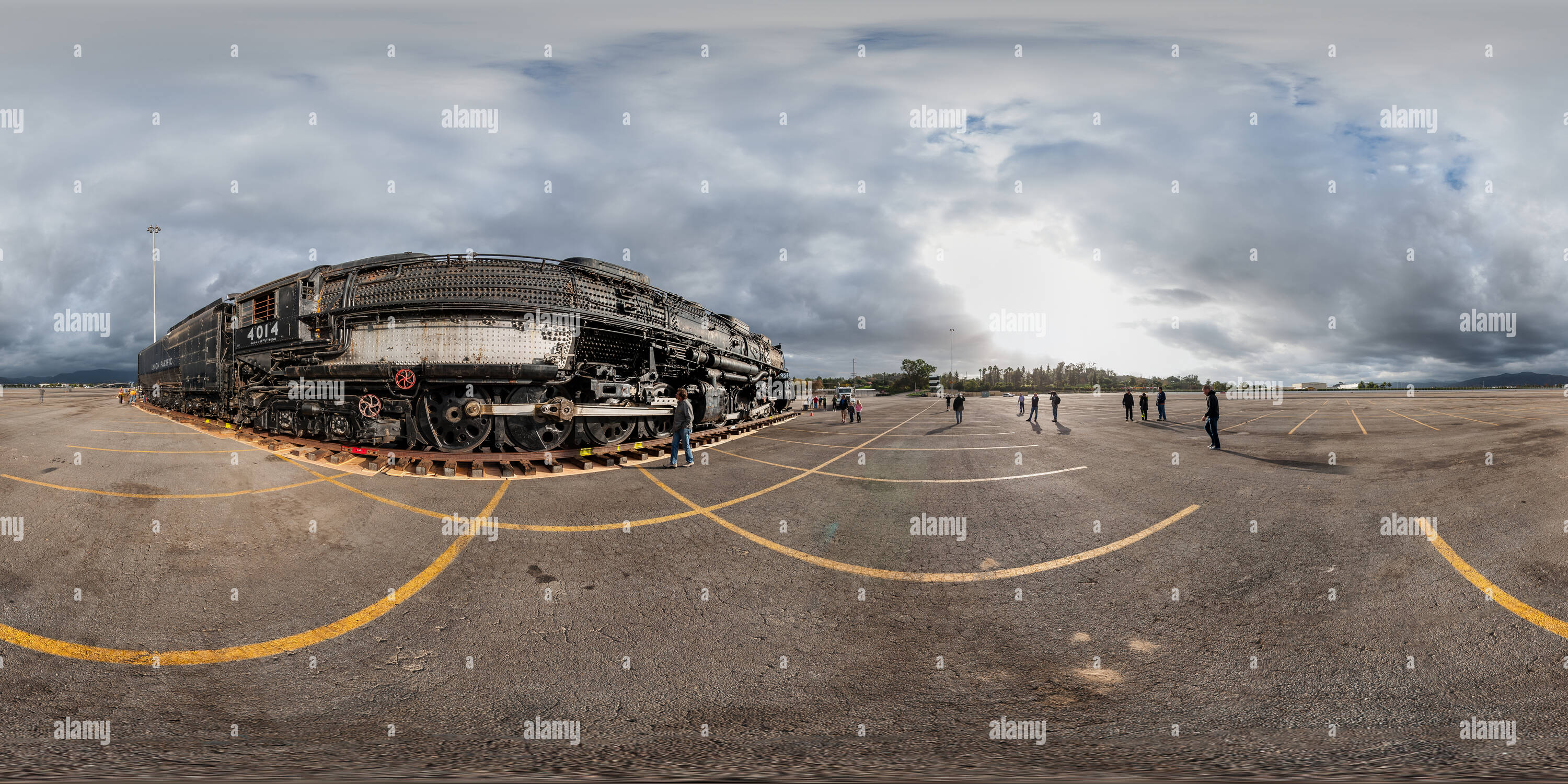 360 Grad Panorama Ansicht von Big Boy #4014 Rückkehr in die Union Pacific für Wiederherstellung