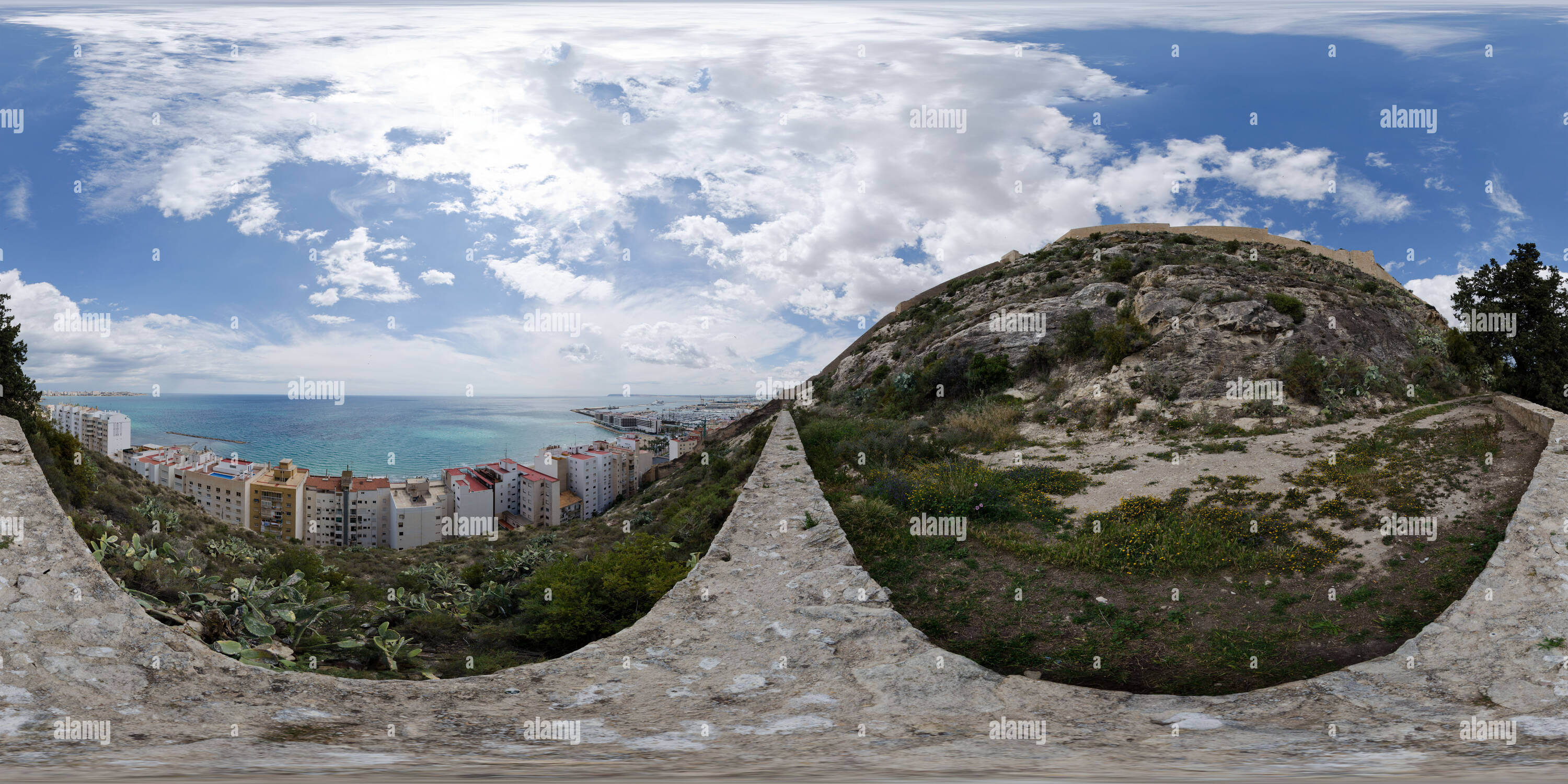 360 Grad Panorama Ansicht von Blick vom Berg Benacantil, Alicante