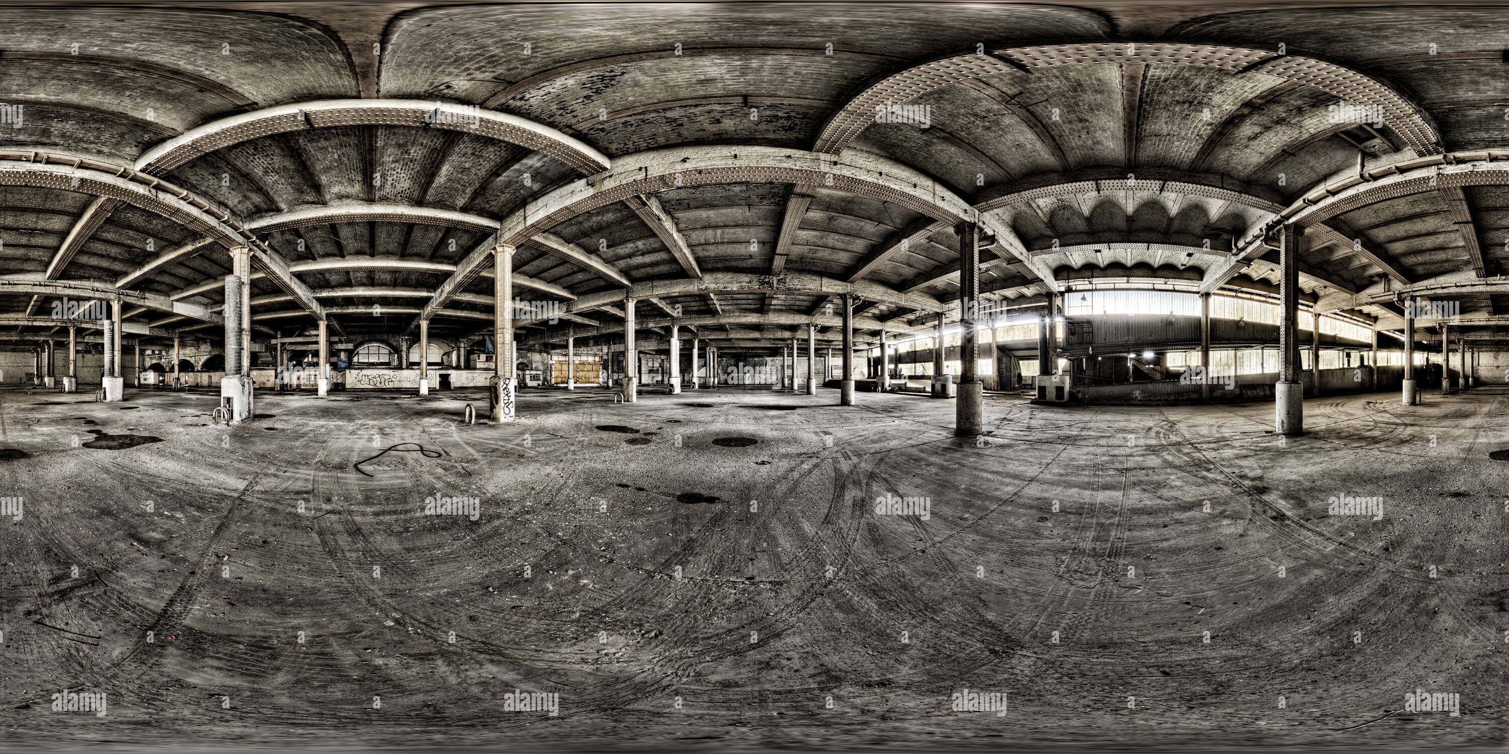 360 Grad Panorama Ansicht von In Mayfield Depot, in der Nähe der Bahnhof Piccadilly, Manchester