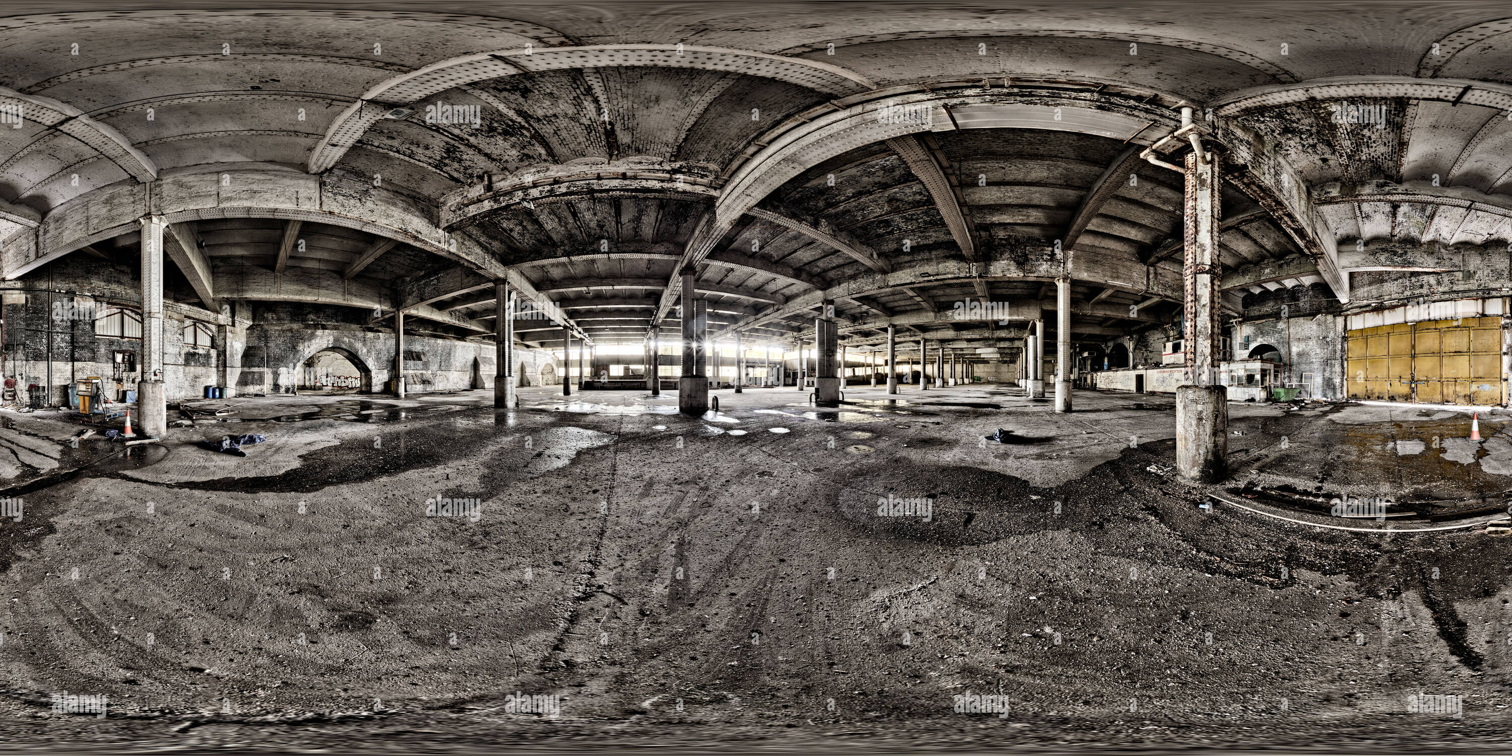 360 Grad Panorama Ansicht von In Mayfield Depot, in der Nähe der Bahnhof Piccadilly, Manchester