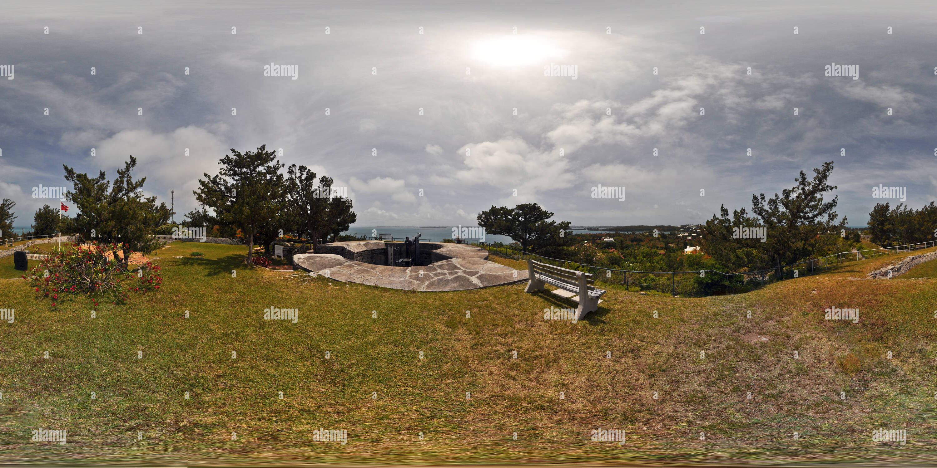 360 Grad Panorama Ansicht von Bermuda - Fort Scaur und Park 01.