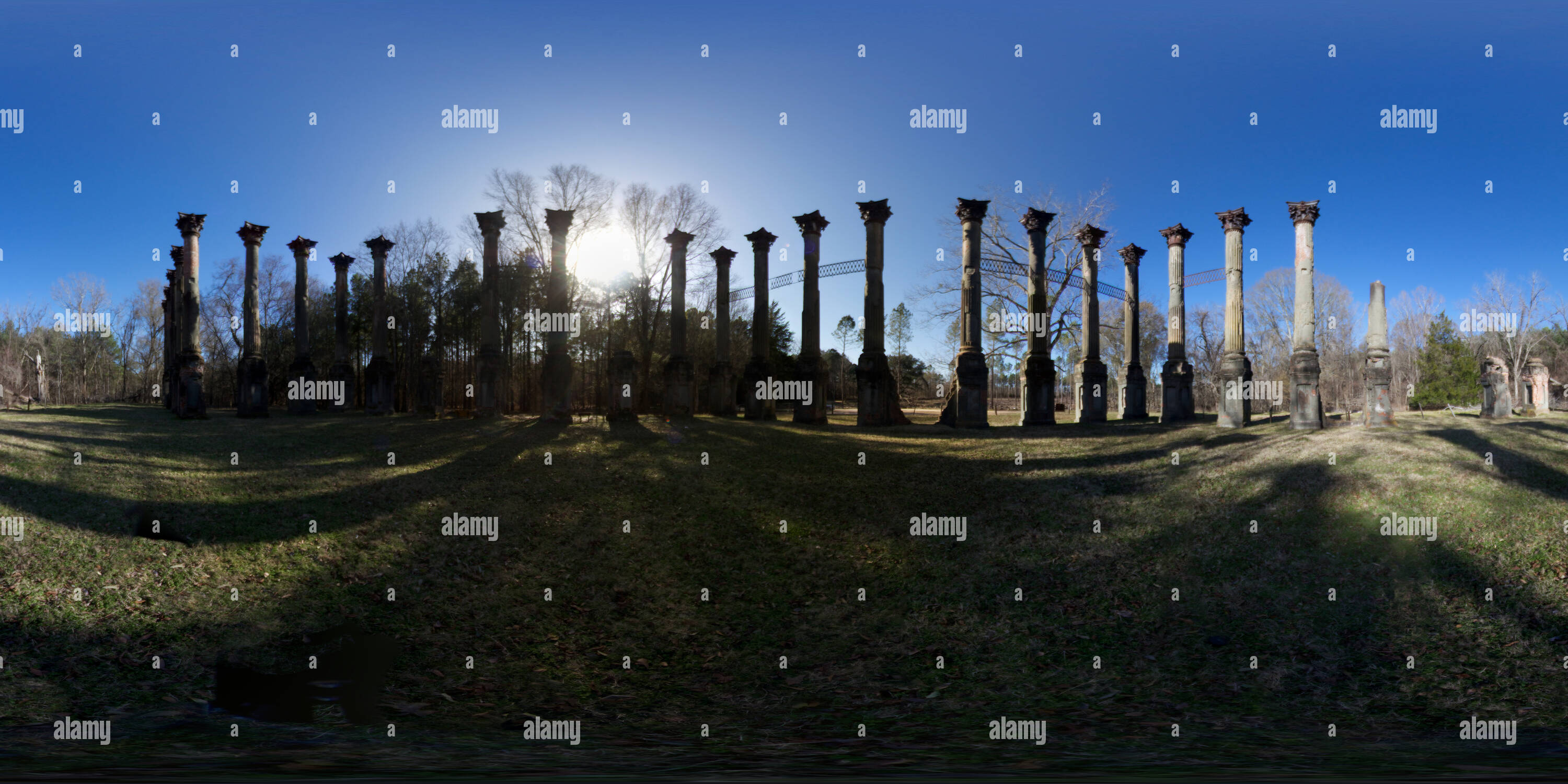 360 Grad Panorama Ansicht von Windsor Ruinen, Lorman, MS