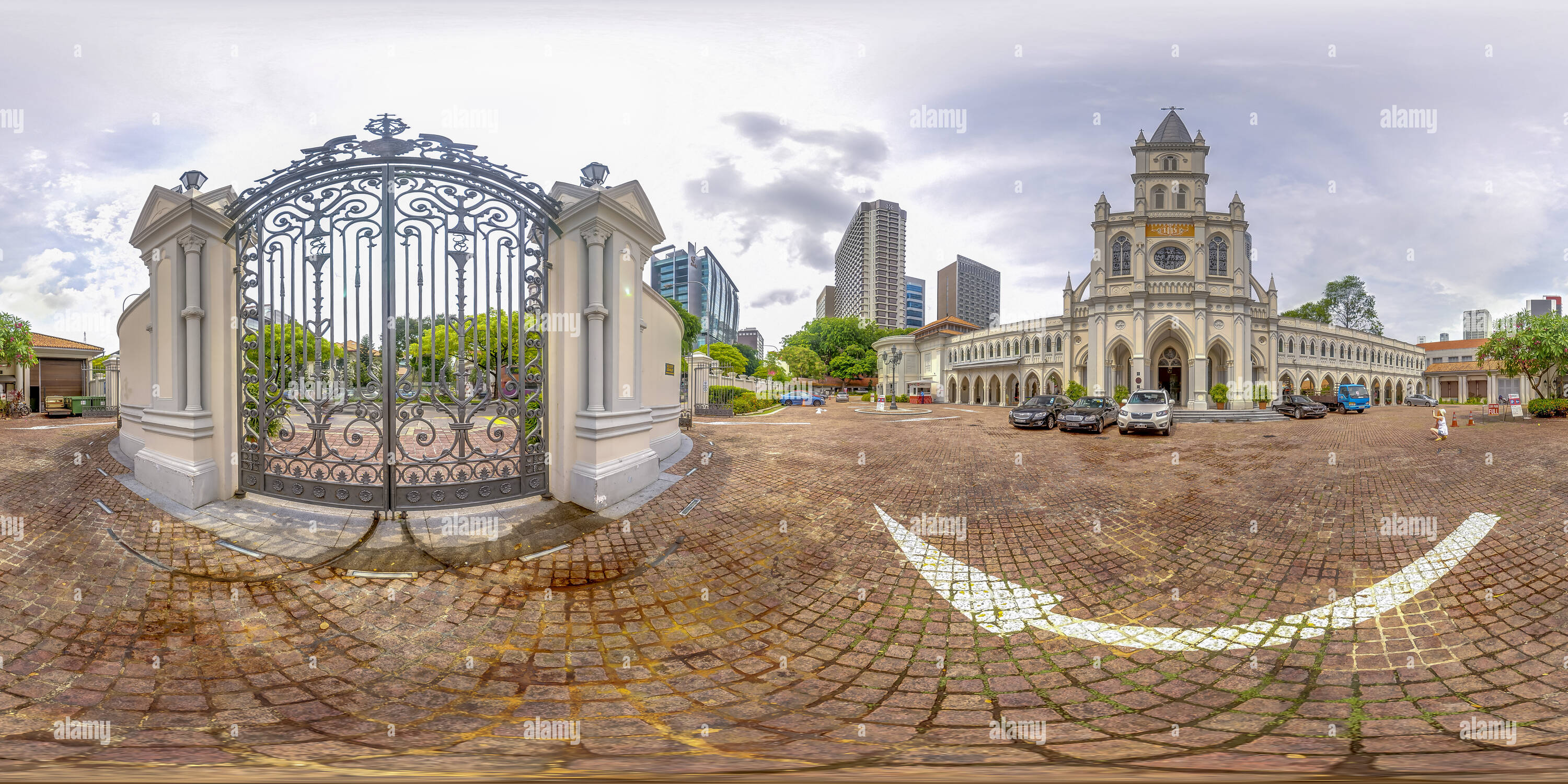 360 Grad Panorama Ansicht von Vor Chijmes Singapur
