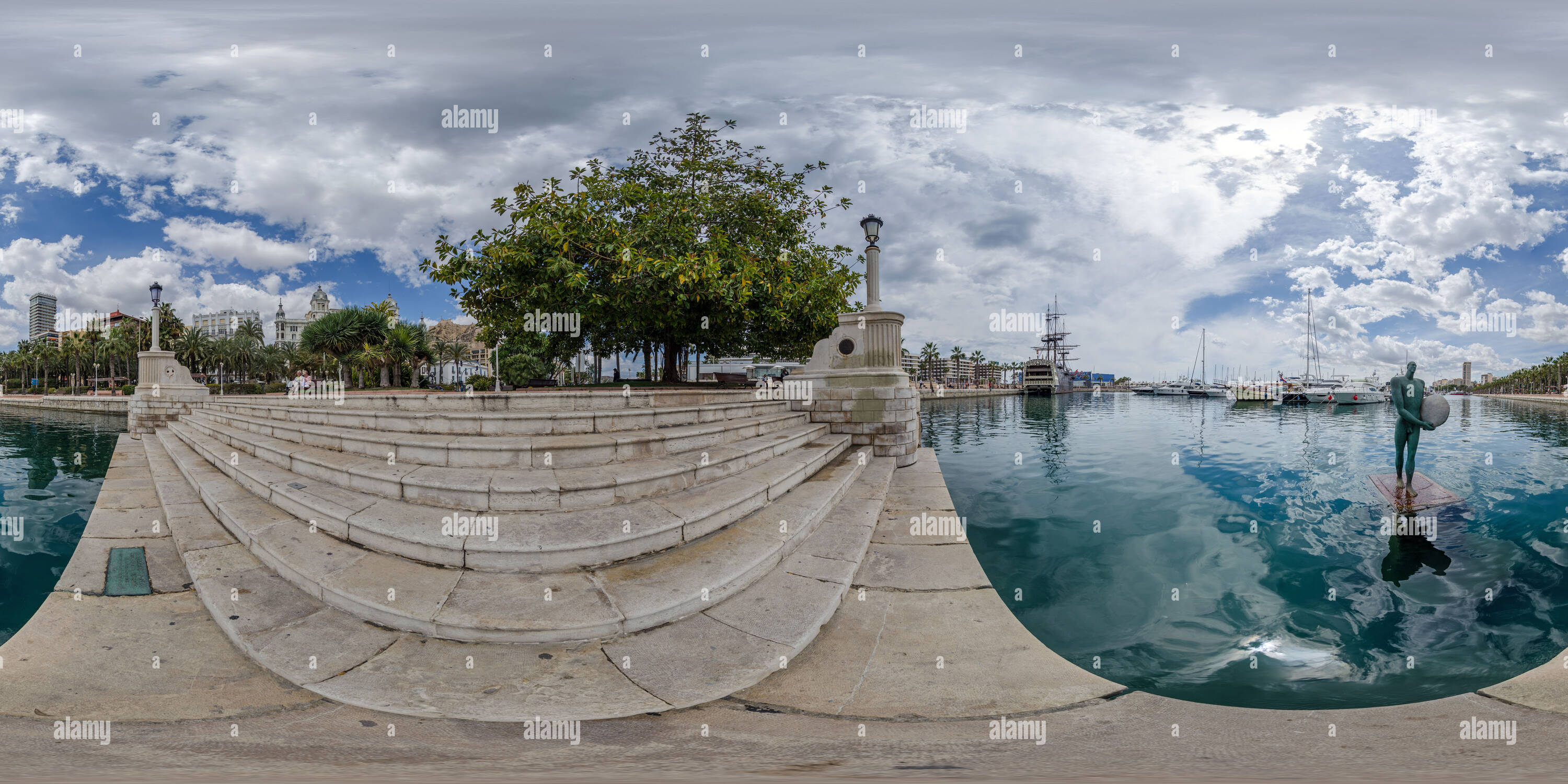 360 Grad Panorama Ansicht von Escalera de la Reina, Alicante