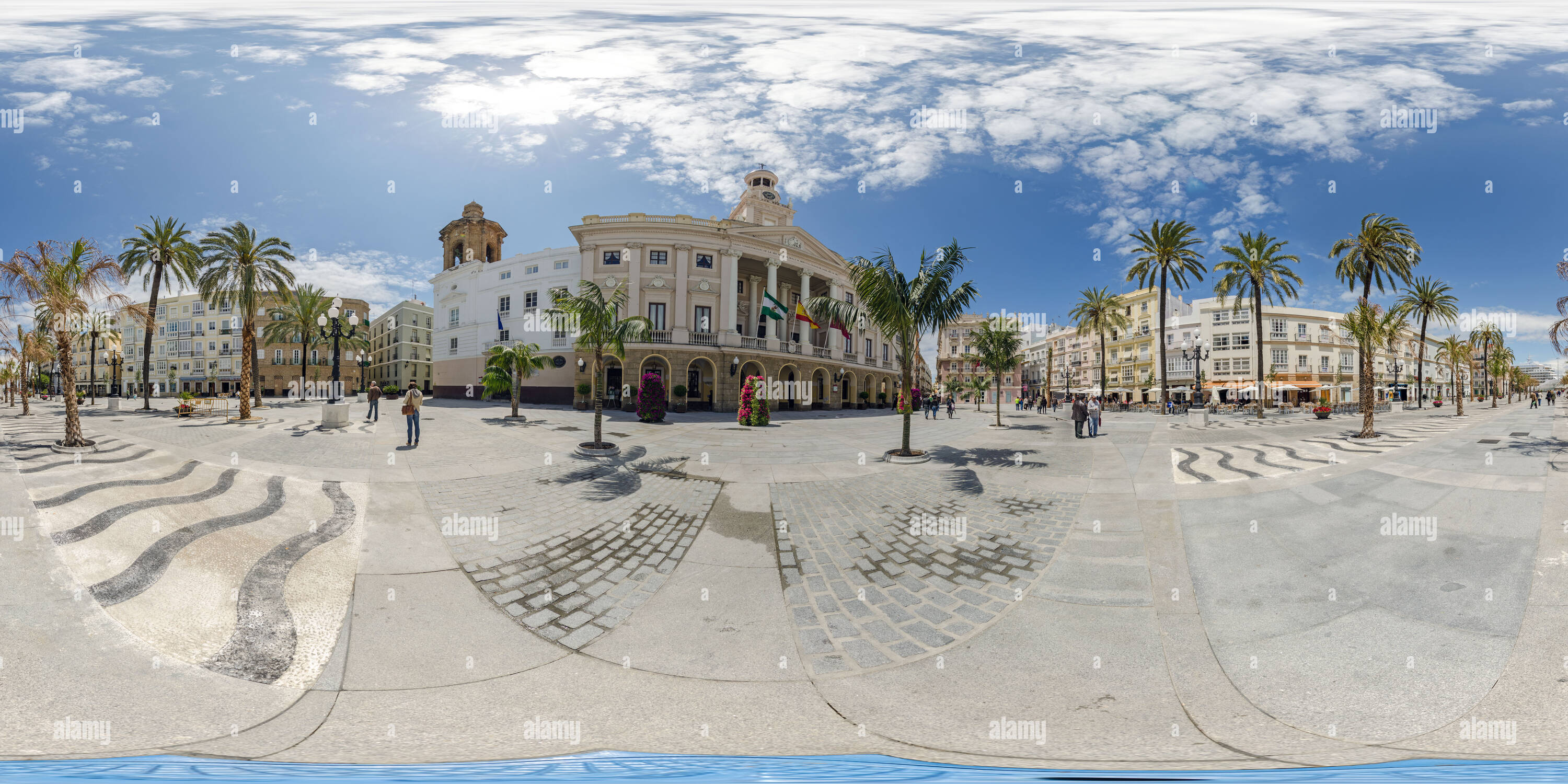 360 Grad Panorama Ansicht von Plaza San Juan de Dios, Cadiz