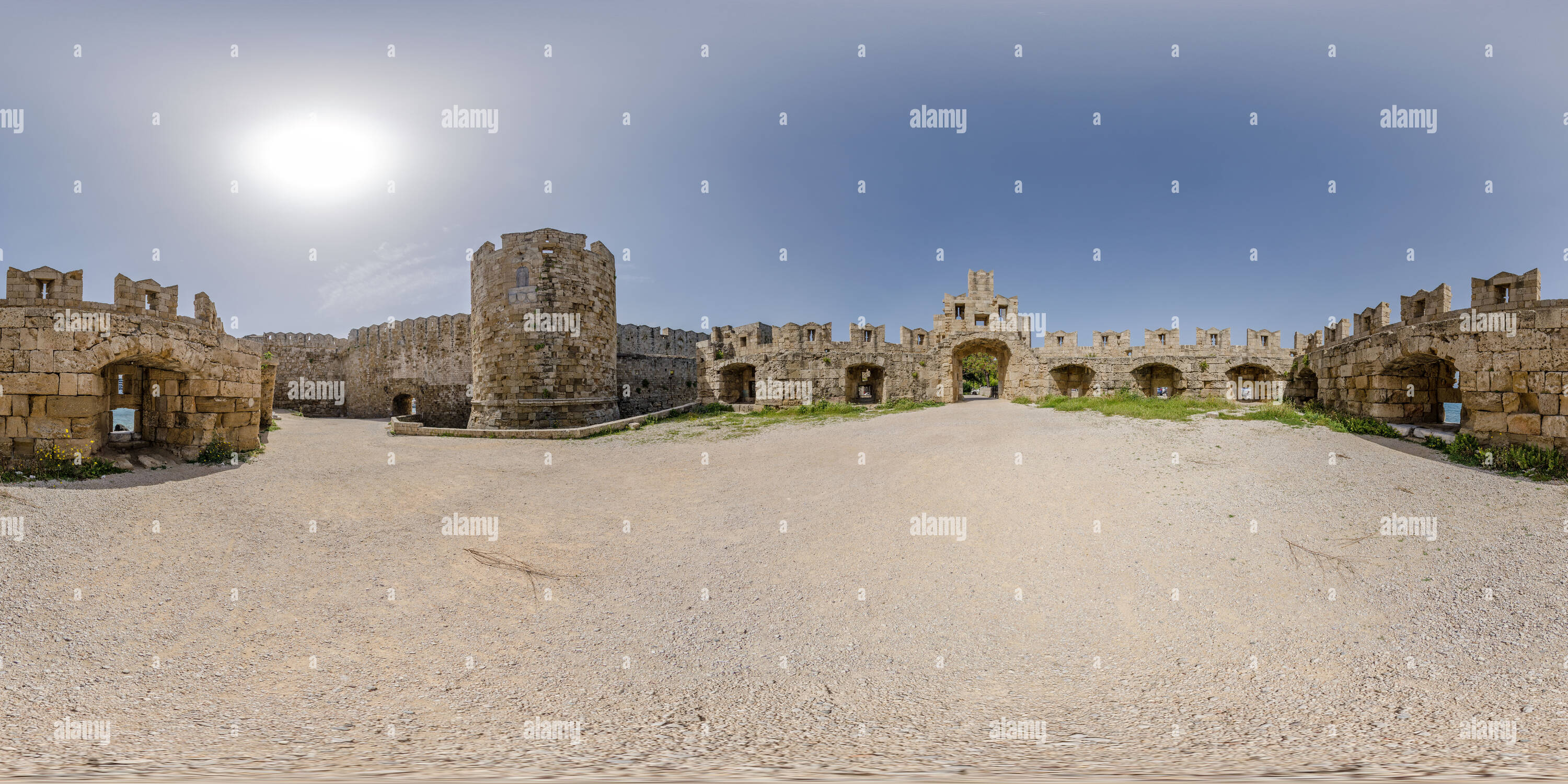 360 Grad Panorama Ansicht von Bastion von St. Paul, Rhodes