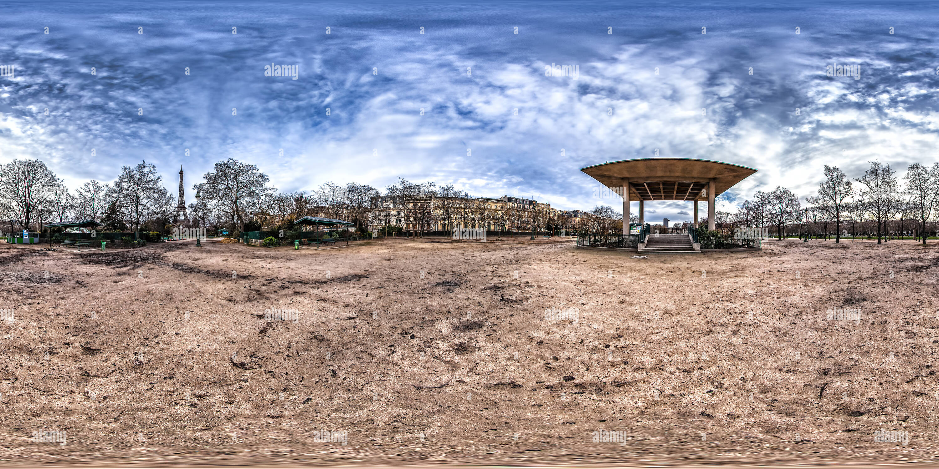 360 Grad Panorama Ansicht von Laube an Champ de Mars - Allée Adrienne Lecouvreur - Av. Anatole-France