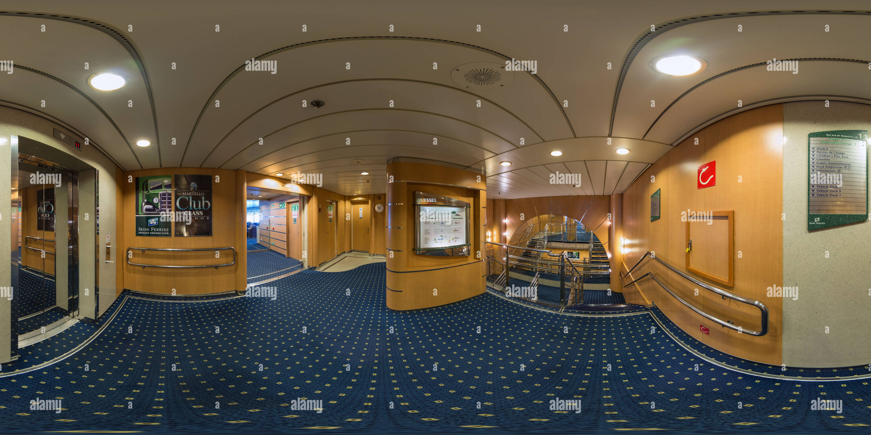 360 Grad Panorama Ansicht von Deck 11, Autofähre Ulysses