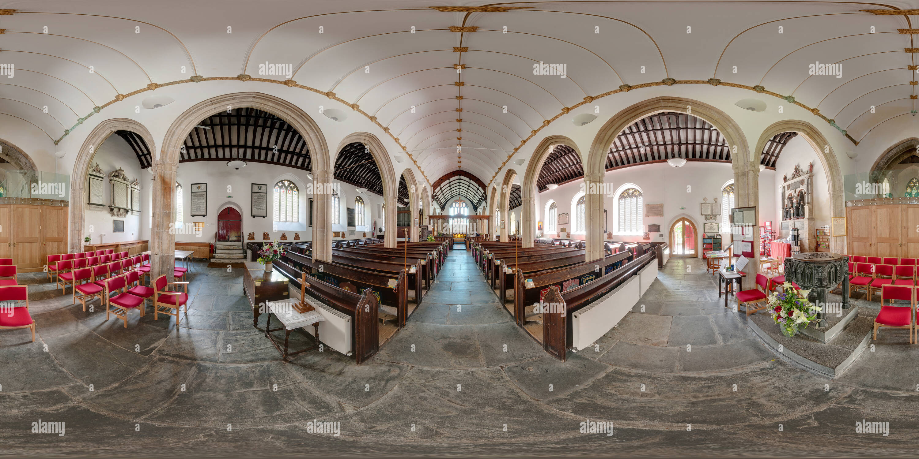 360 °-Ansicht auf St petroc's Kirche, Padstow - Die Schriftart - Alamy