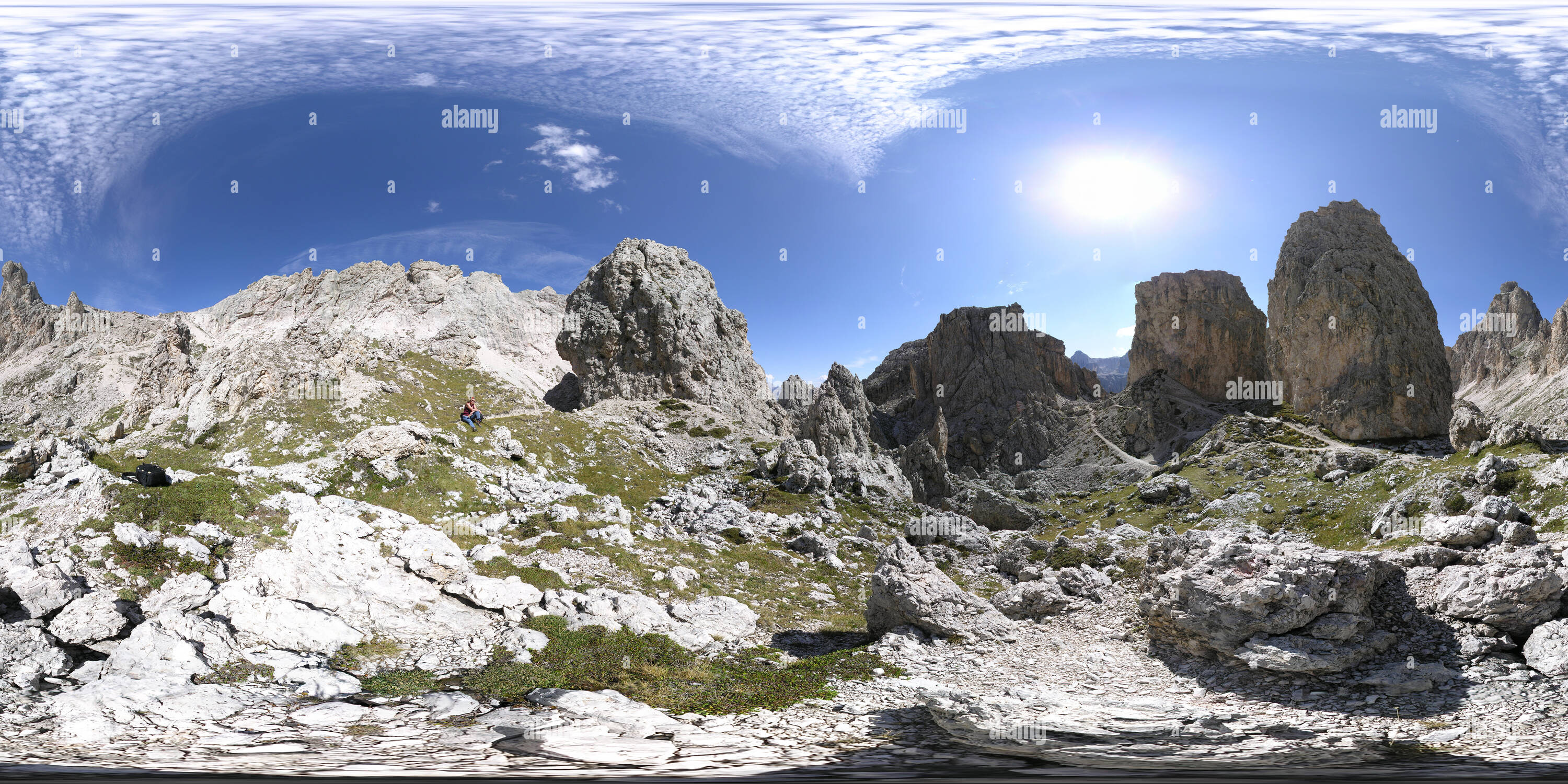 360 Grad Panorama Ansicht von Cir-Spitzen bin Grödnerpass