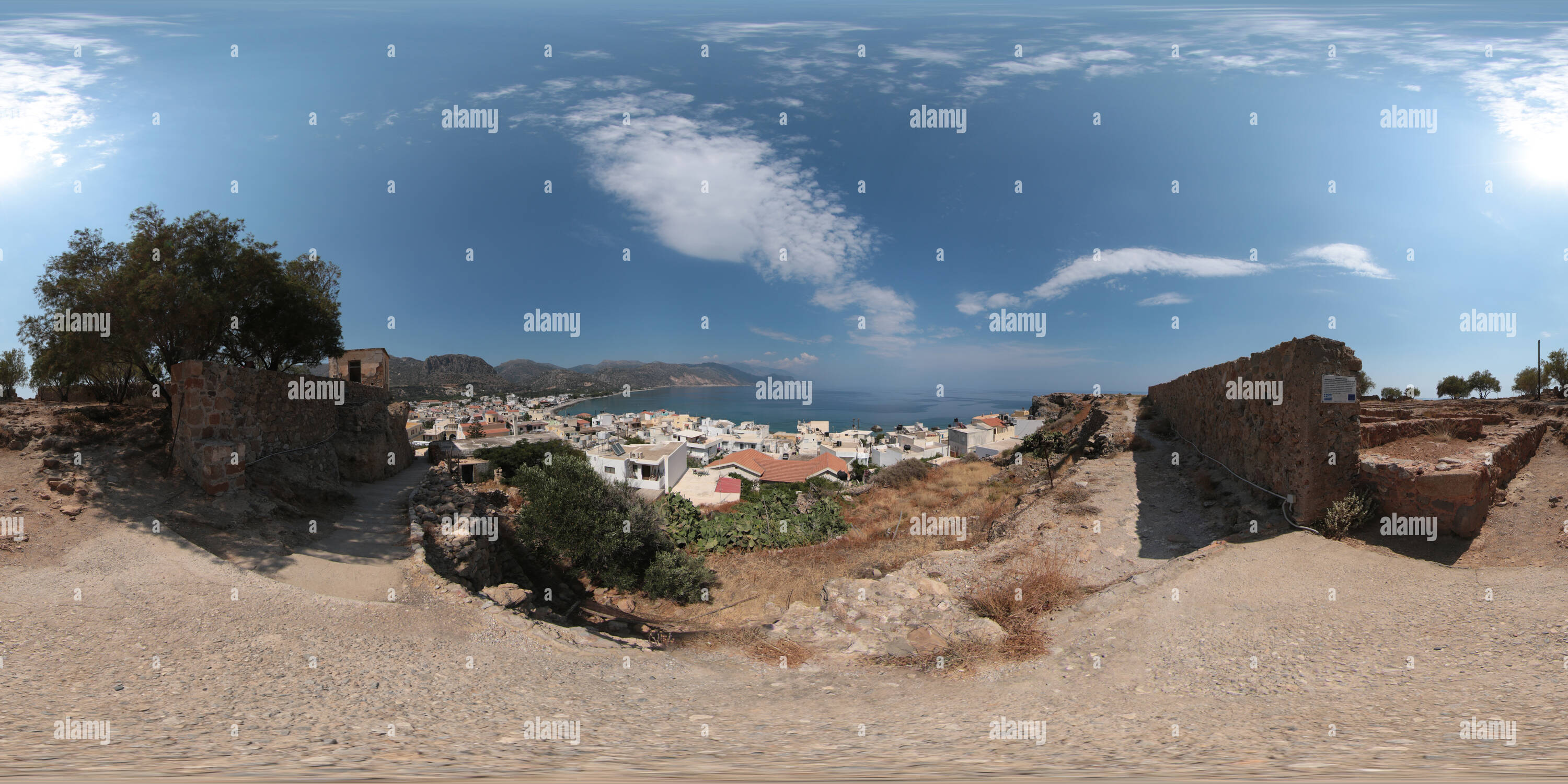 360 Grad Panorama Ansicht von Venezianische Festung in Paleochora