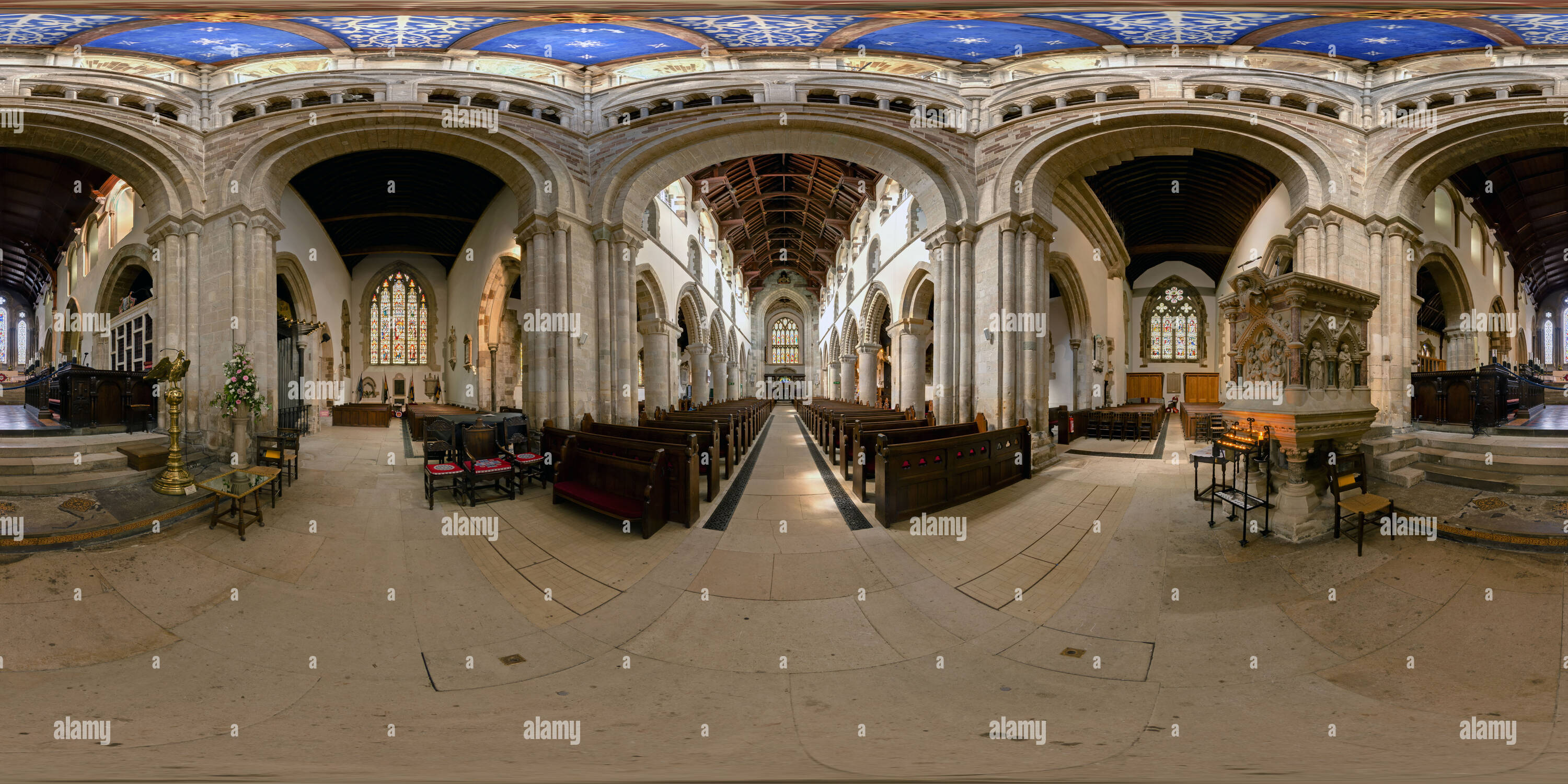 360 Grad Panorama Ansicht von Münster Kirche St. Cuthburga, Wimborne Minster