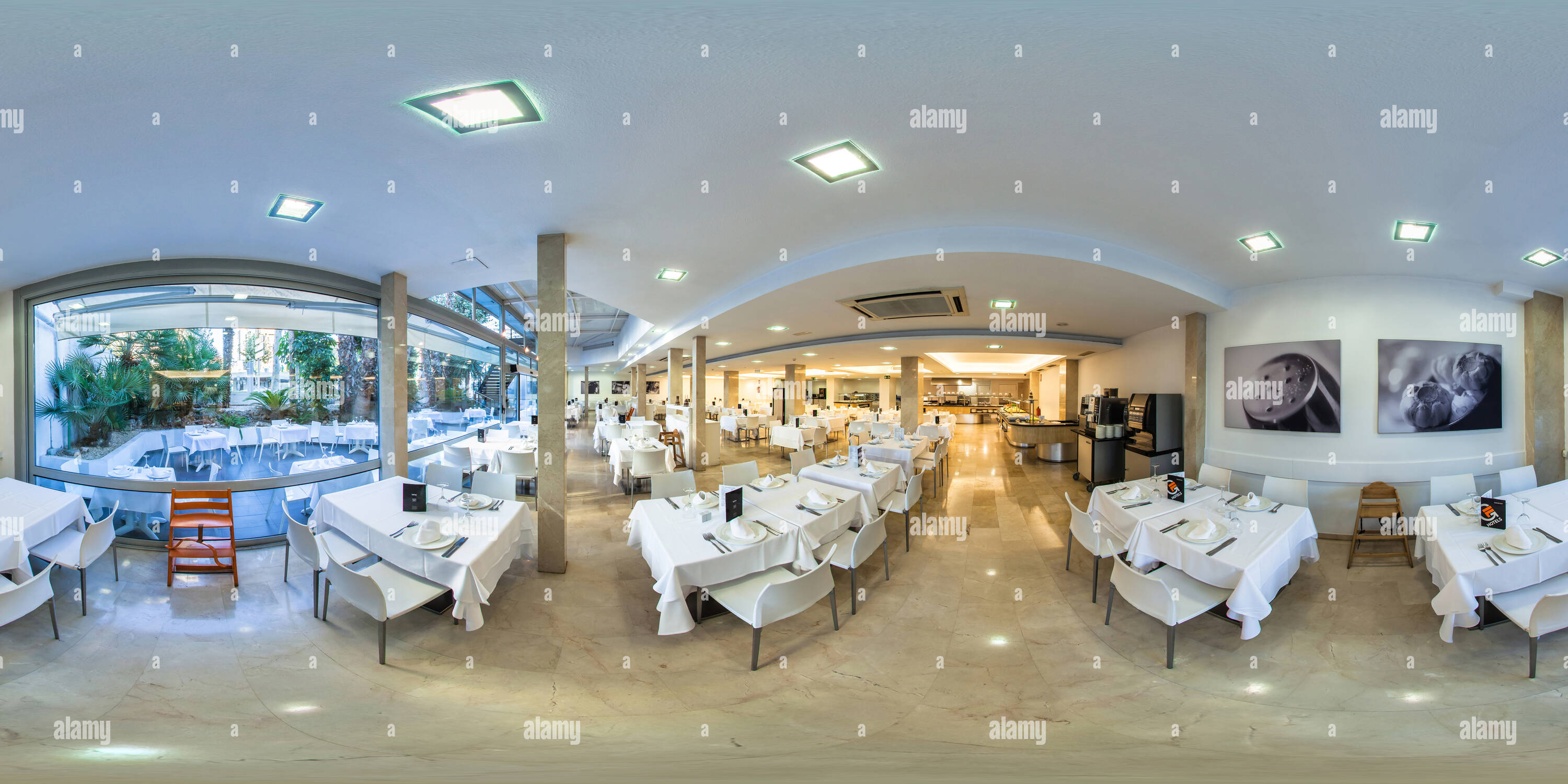 360 Grad Panorama Ansicht von Restaurant - Self Service Bereich 2 - Hotel Belroy - Vier Sterne - in der Nähe vom Strand in Benidorm.