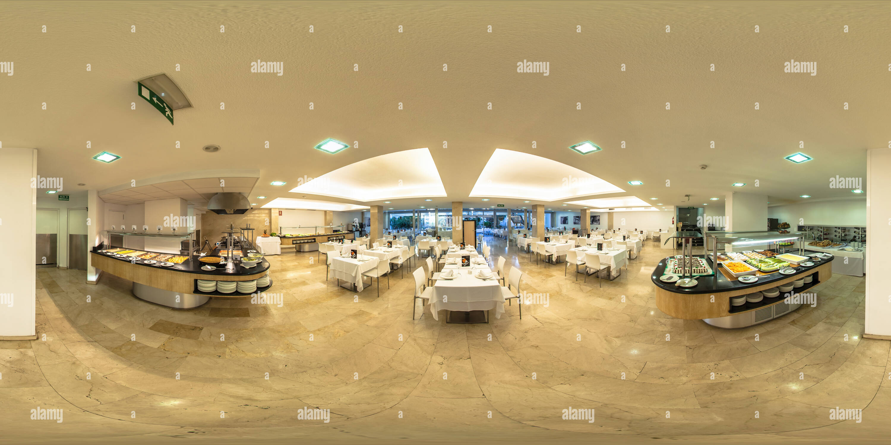 360 Grad Panorama Ansicht von Restaurant - Self Service Bereich 4 - Hotel Belroy - Vier Sterne - in der Nähe vom Strand in Benidorm.