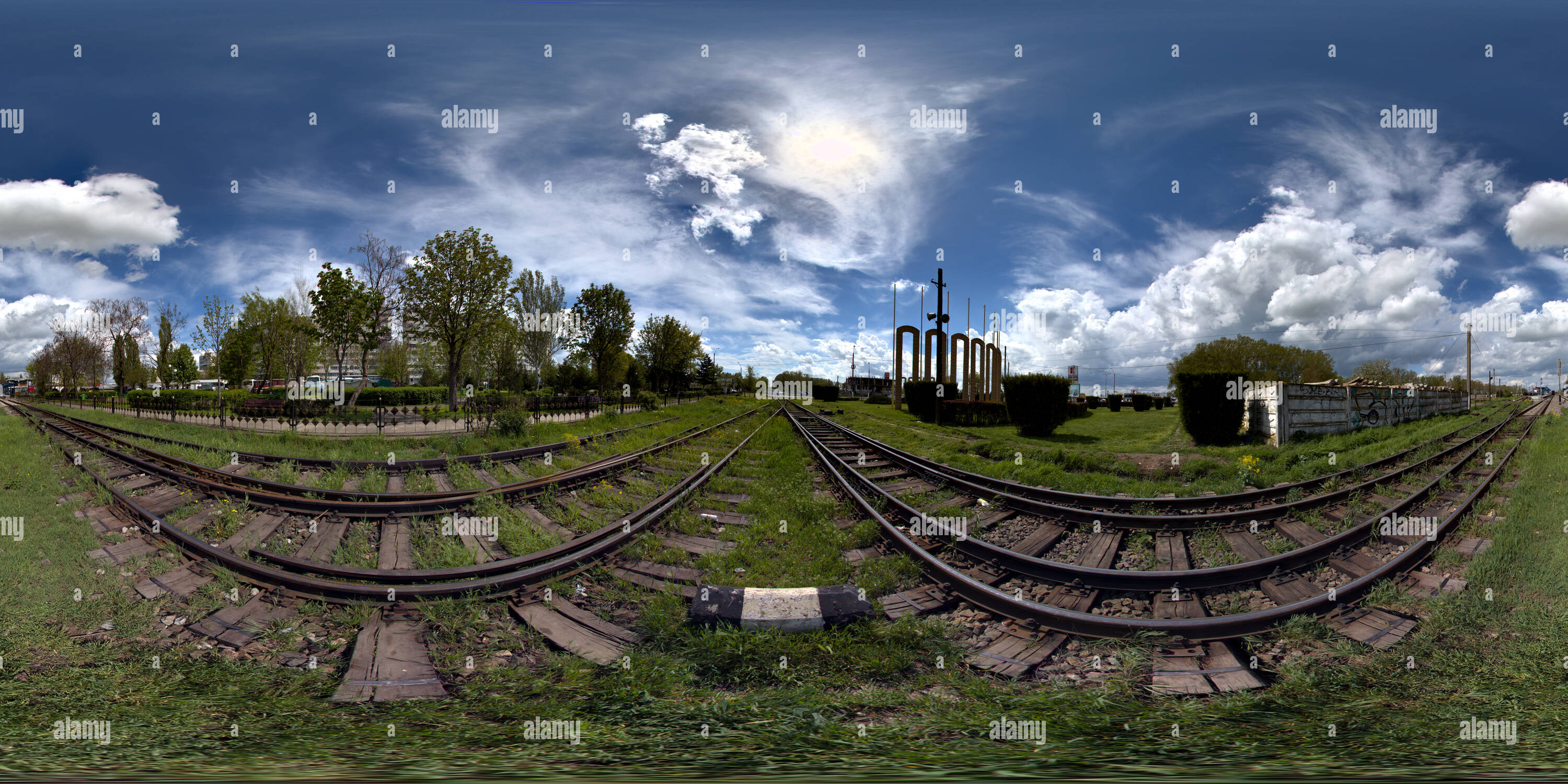 360 Grad Panorama Ansicht von Rumänien, Slobozia, Schiene Eingang