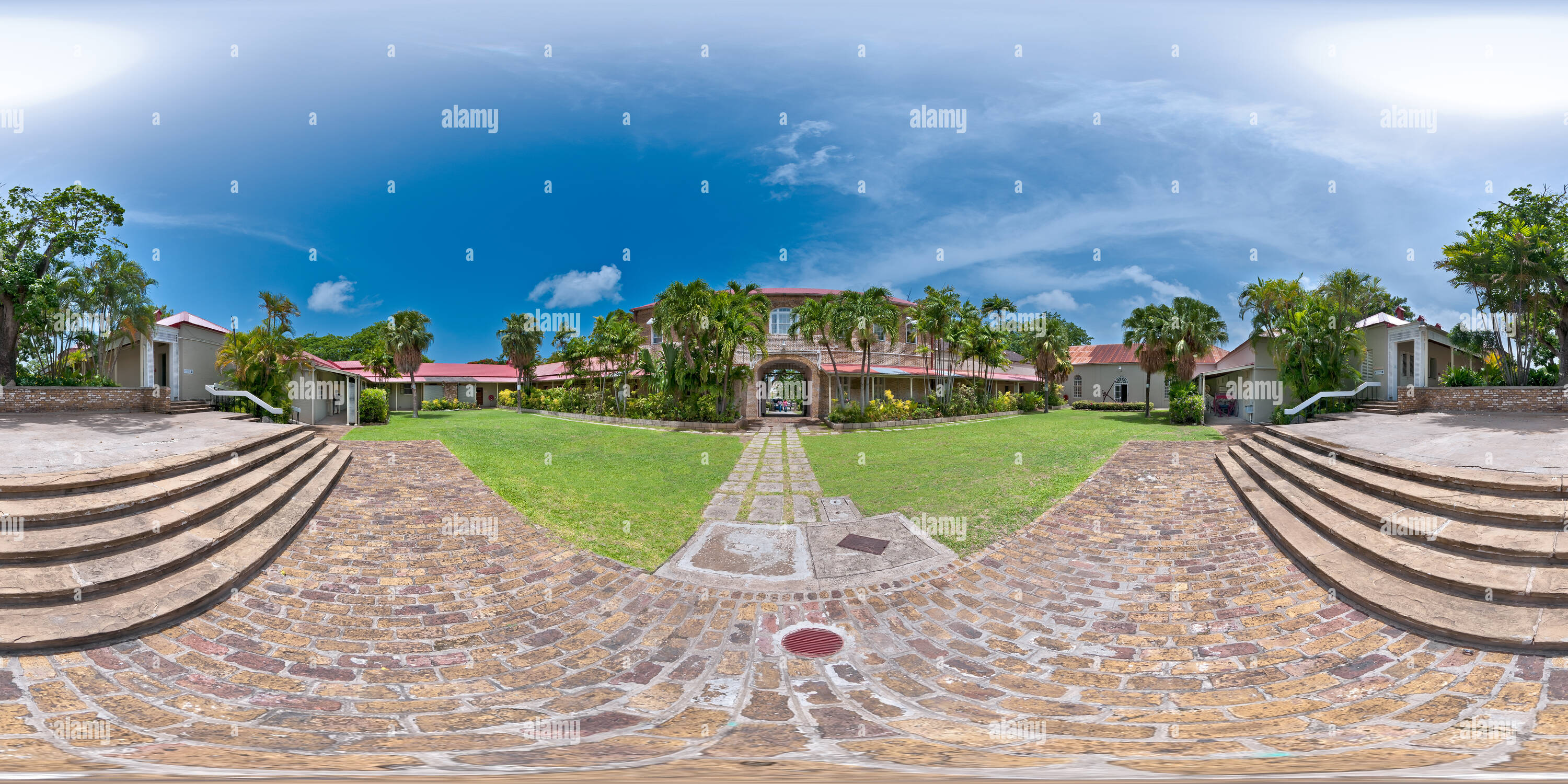 360 Grad Panorama Ansicht von Barbados Museum - Innenhof