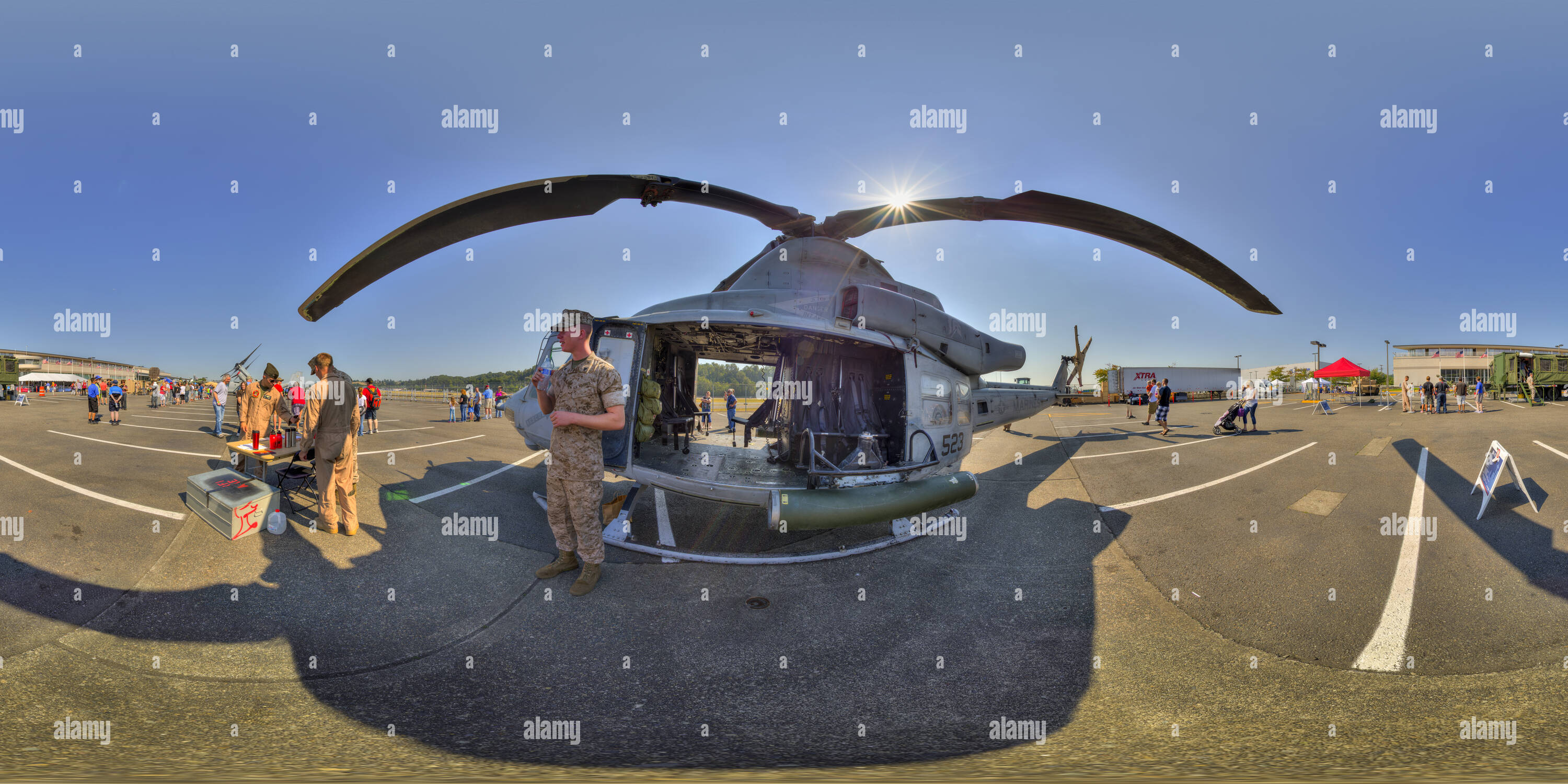 360 Grad Panorama Ansicht von UH-1Y Venom, Super Huey, das Museum der Flug, Seattle, WA