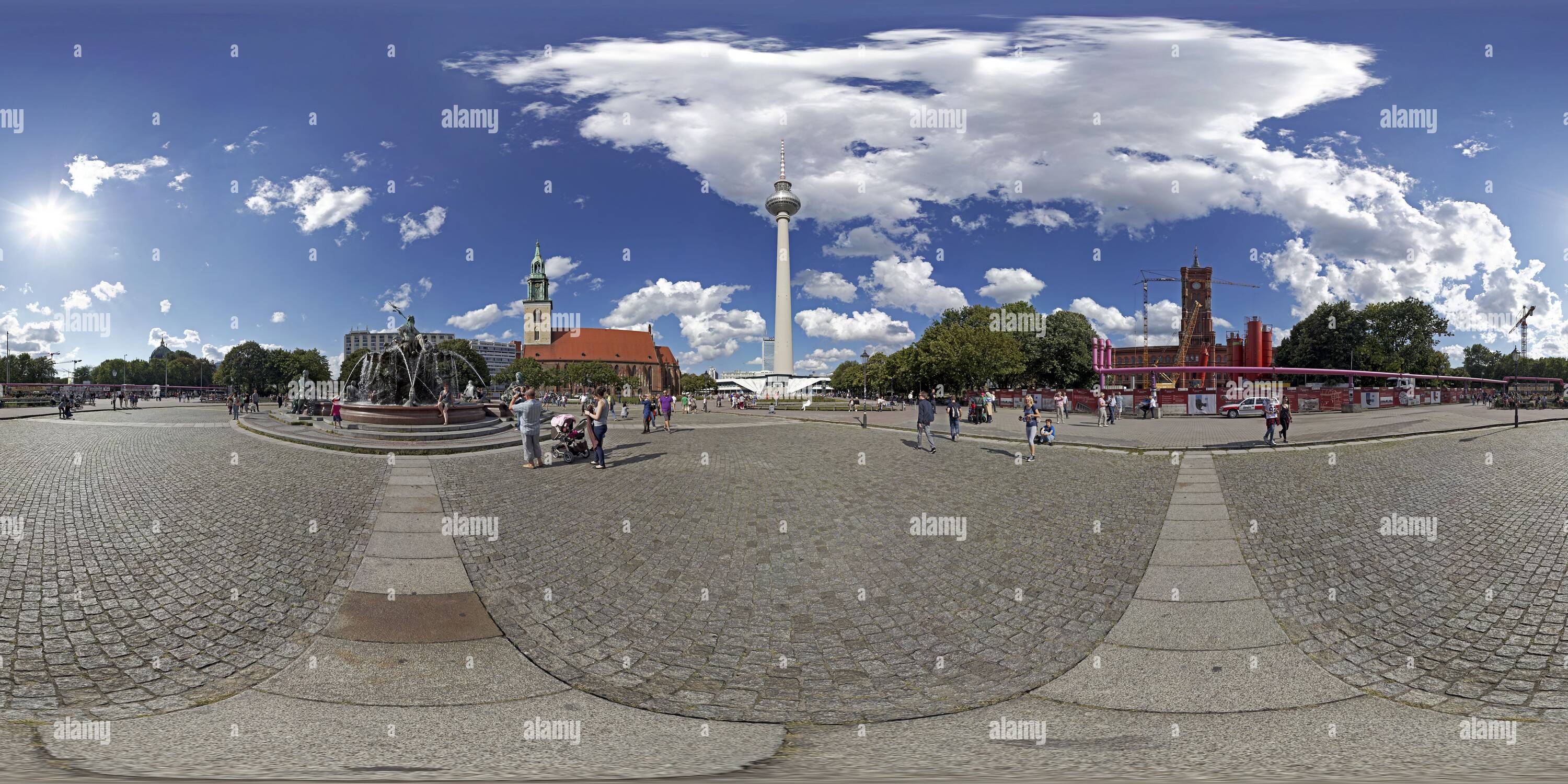 360 Grad Panorama Ansicht von Neptunbrunnen, Neptunbrunnen, Fernsehturm, Berlin, Anzeigen 2