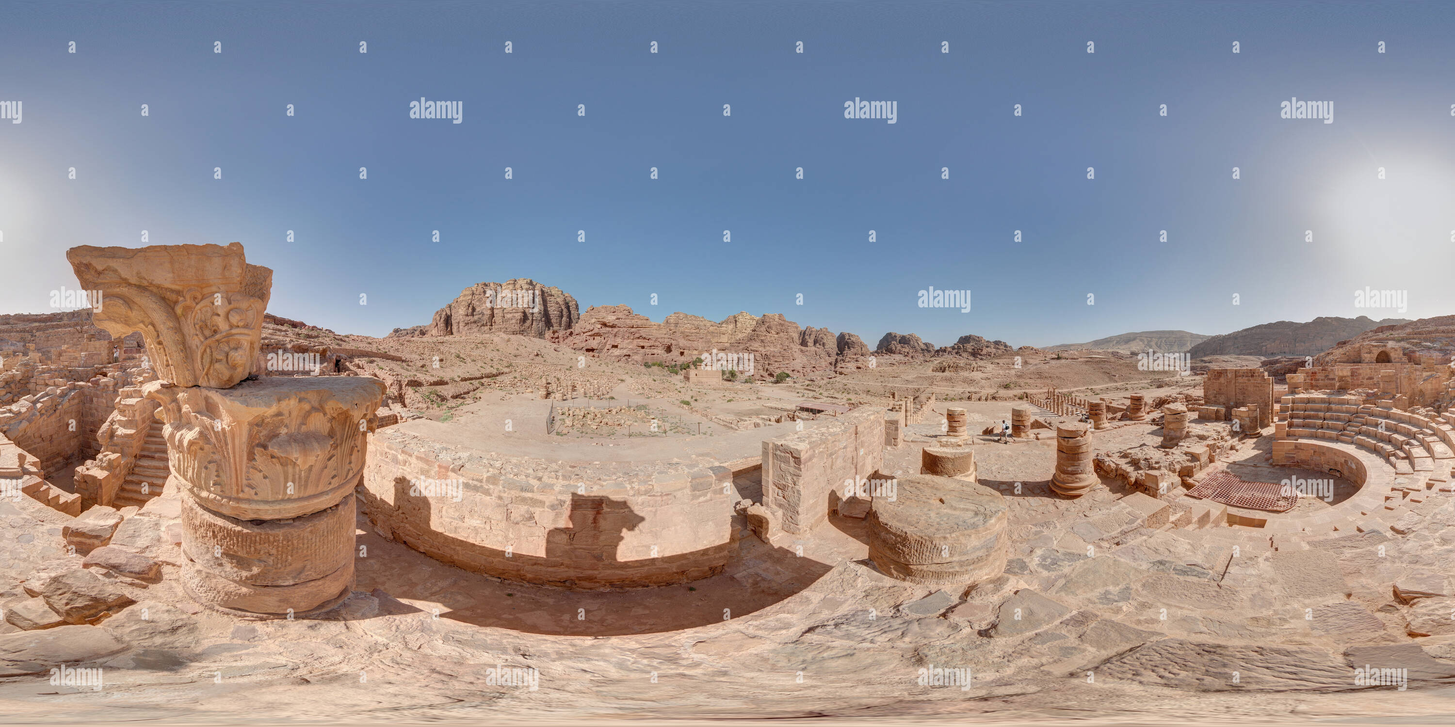 360 Grad Panorama Ansicht von Großen Tempel Amphitheater von Petra