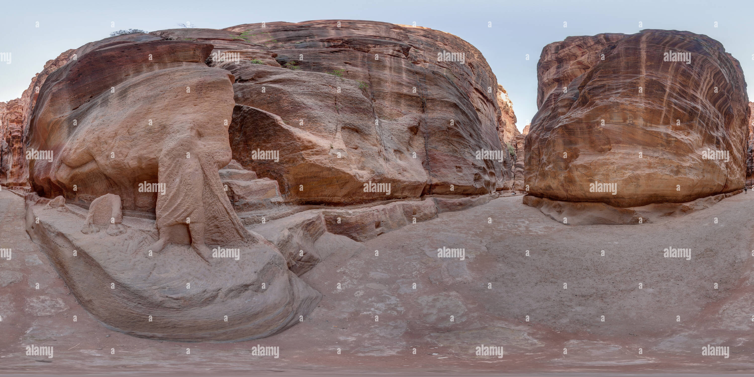 360 Grad Panorama Ansicht von Camel Rock Carving in der Siq, Petra