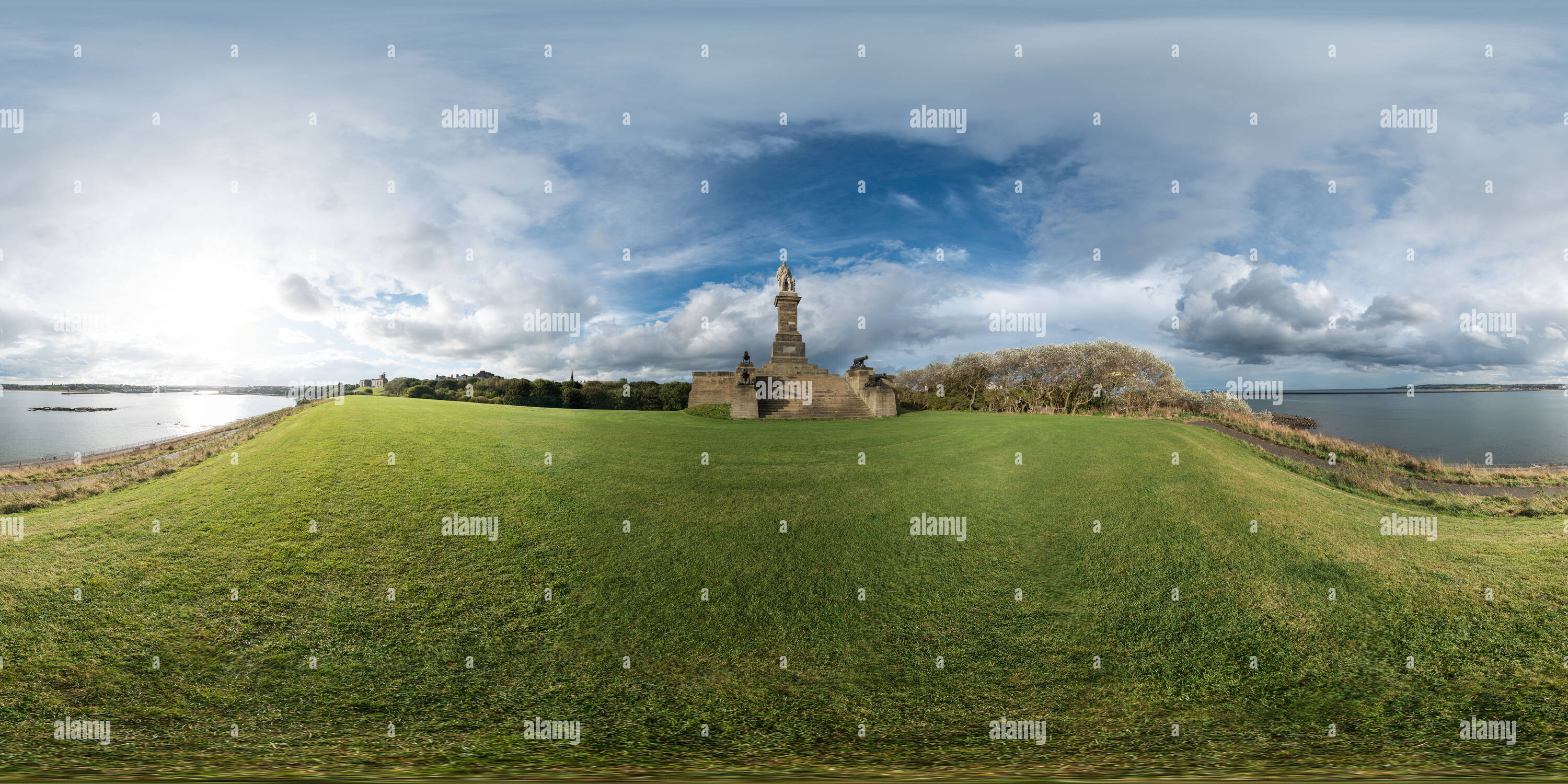 360 Grad Panorama Ansicht von Admiral Collingwood Denkmal, North Shields