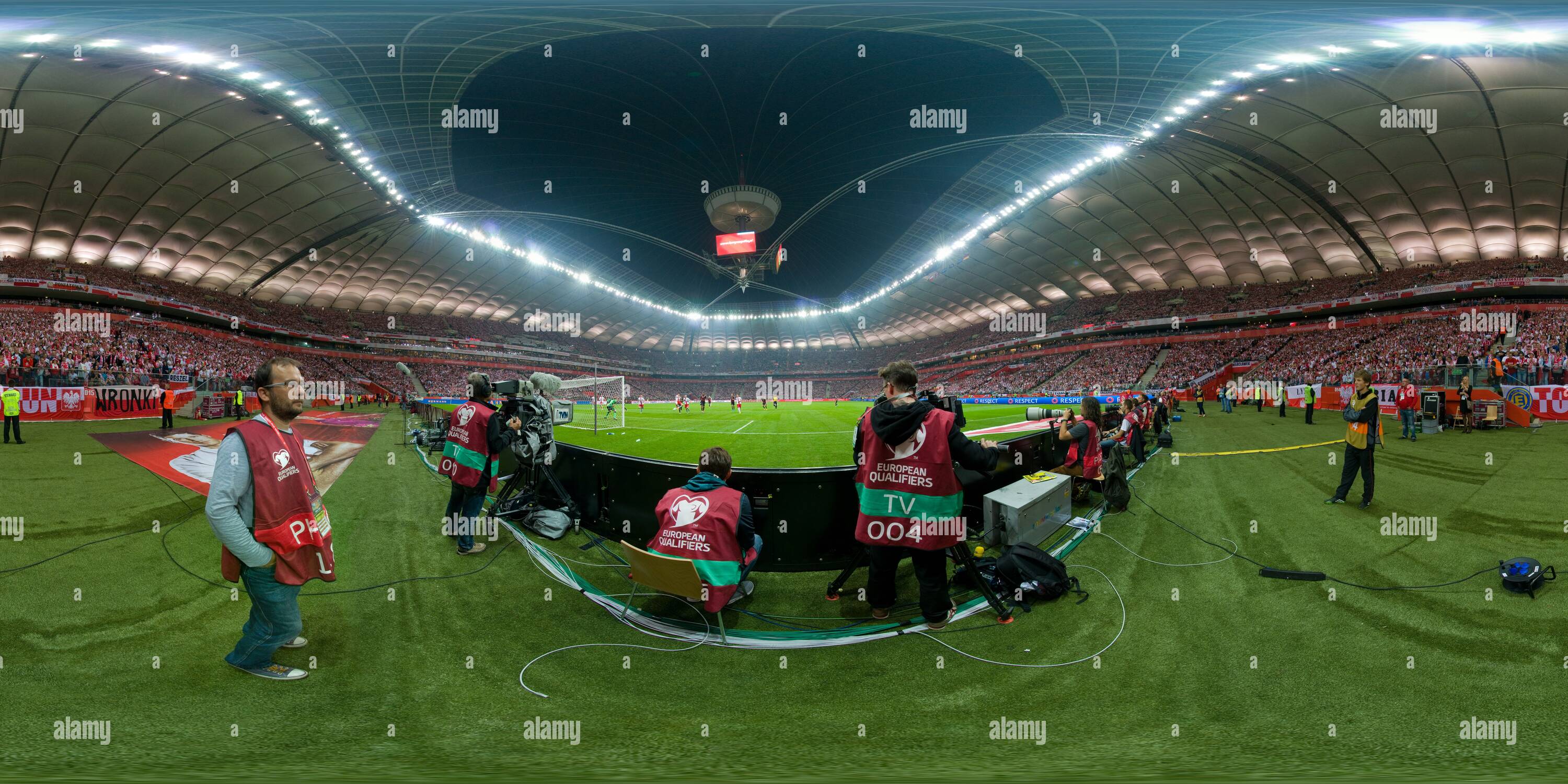 360 Grad Panorama Ansicht von EURO 2016 qualifiers Polen-deutschland, National Stadium, Warschau. Polen