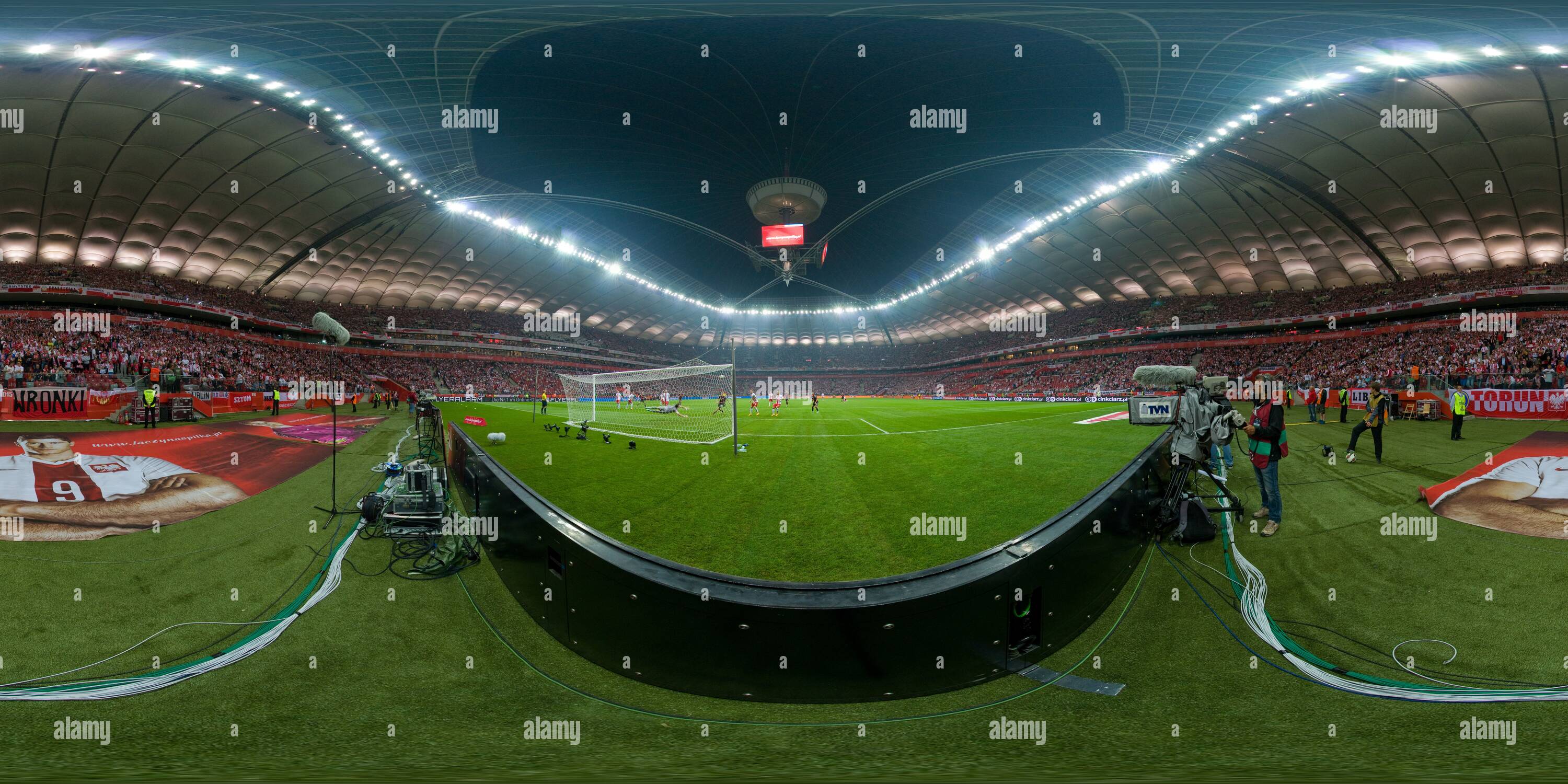 360 Grad Panorama Ansicht von EURO 2016 qualifiers Polen-deutschland, National Stadium, Warschau. Polen