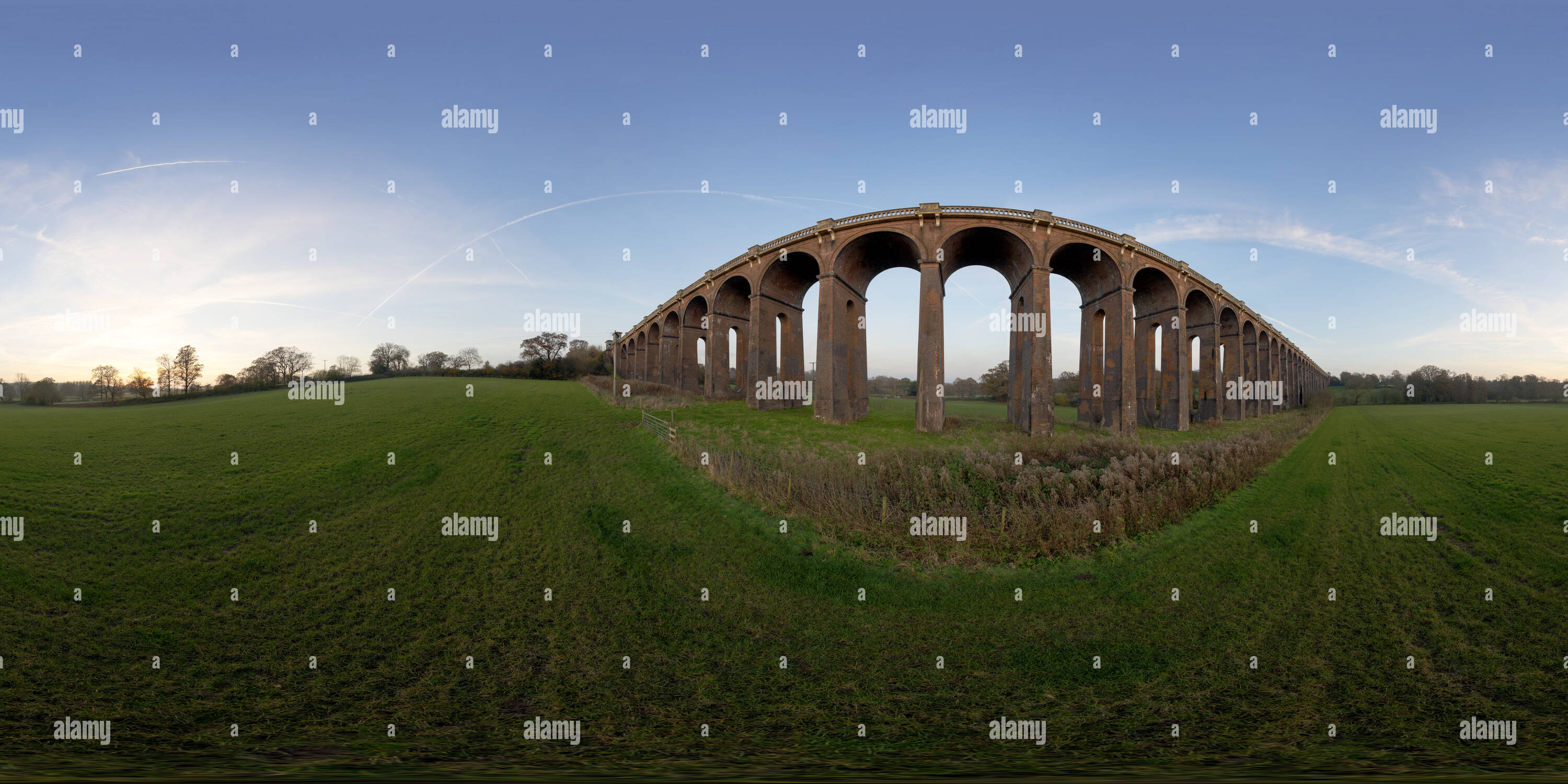 360 Grad Panorama Ansicht von Ouse Tal (balcombe) Viadukt Sonnenuntergang